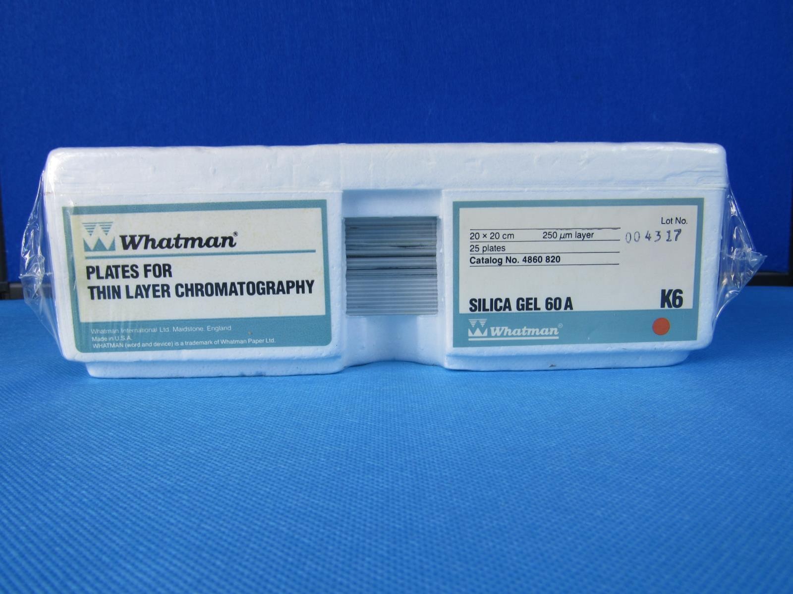 Whatman 4860-820 Chromatography Plate K6 Silica Gel 60A 20 x 20 cm