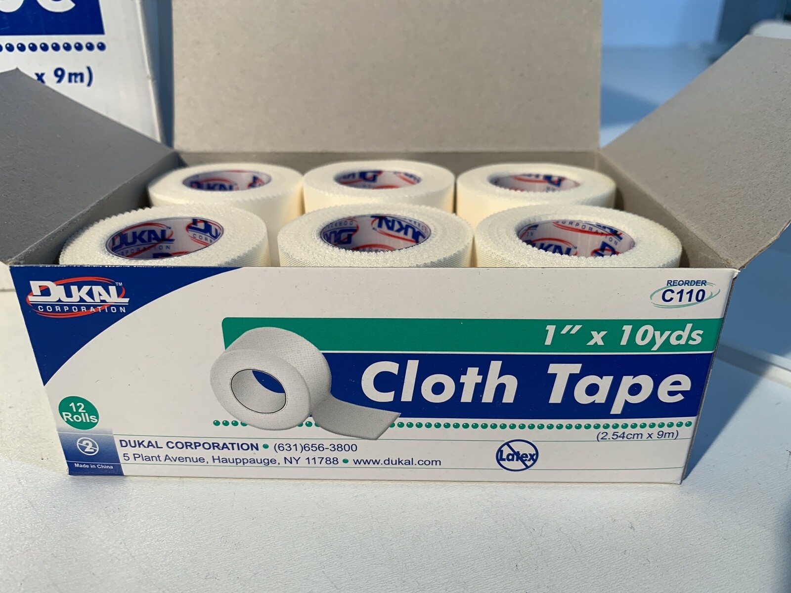 ONE (1) CASE – 144PCS DUKAL C110 Cloth Tape Rolls 1″ x 10 yds NON-STERILE