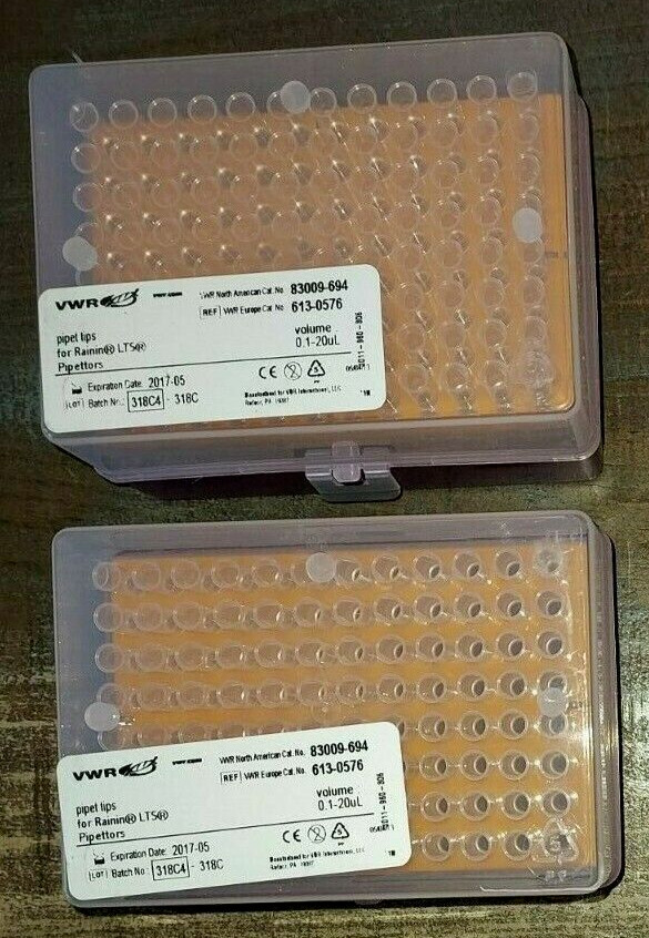 VWR 0.1-20µl NON-STERILE HINGED RACK PIPET TIPS (Lot of 2) (192 tips) 83009-694