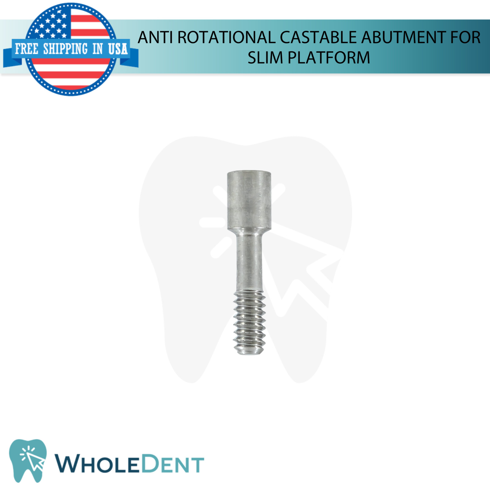5x Anti Rotational Castable Dental Prosthetic Ø3.0mm Slim Platform Int Hex 2.0mm