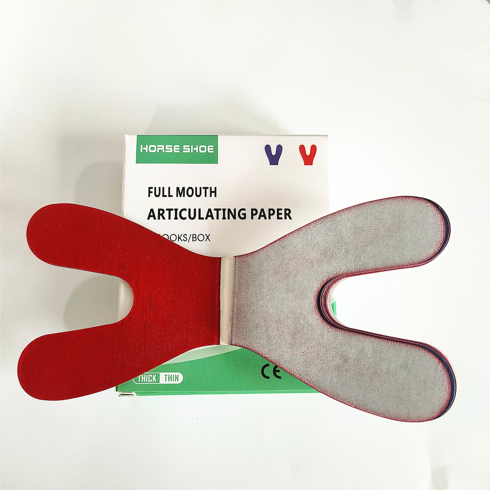 Dental Articulating Paper Horseshoe Thick Strips Blue Red/Green For Denture