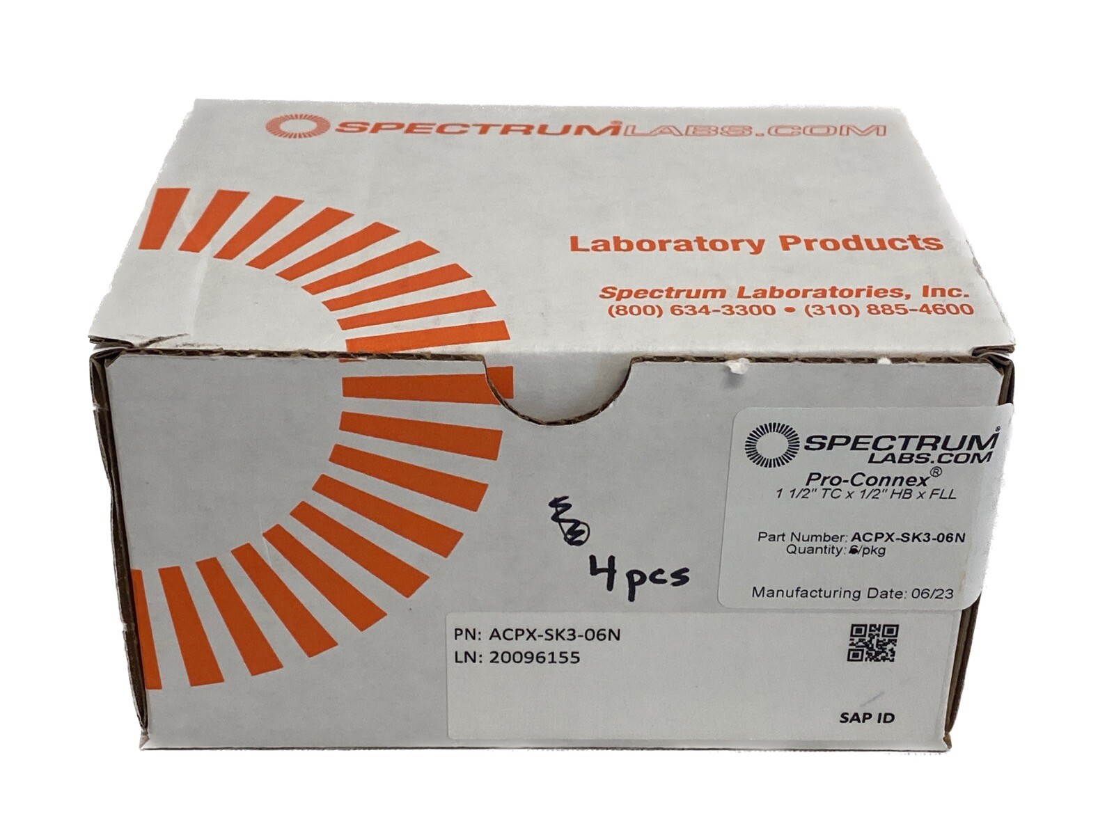 (4) SPECTRUM Pro-Connex KrosFlo Fittings 1-1/2” TC x 1/2” HBxFLL ACPX-SK3-06N