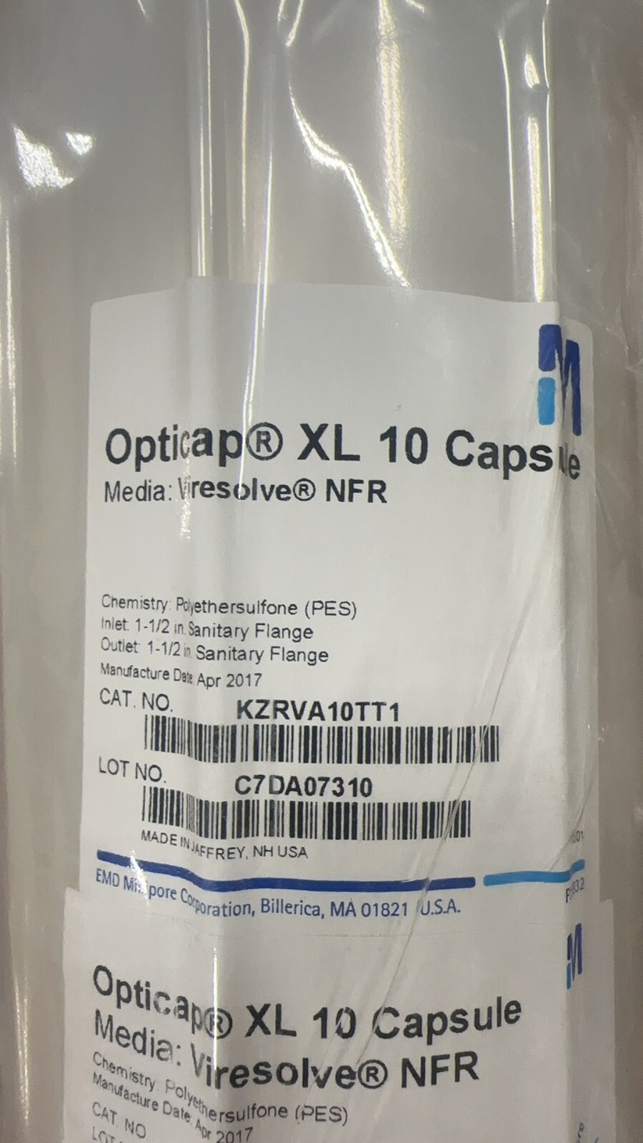 Millipore KZRVA10TT1 Opticap XL10 Viresolve NFR 1-1/2 in. TC/TC