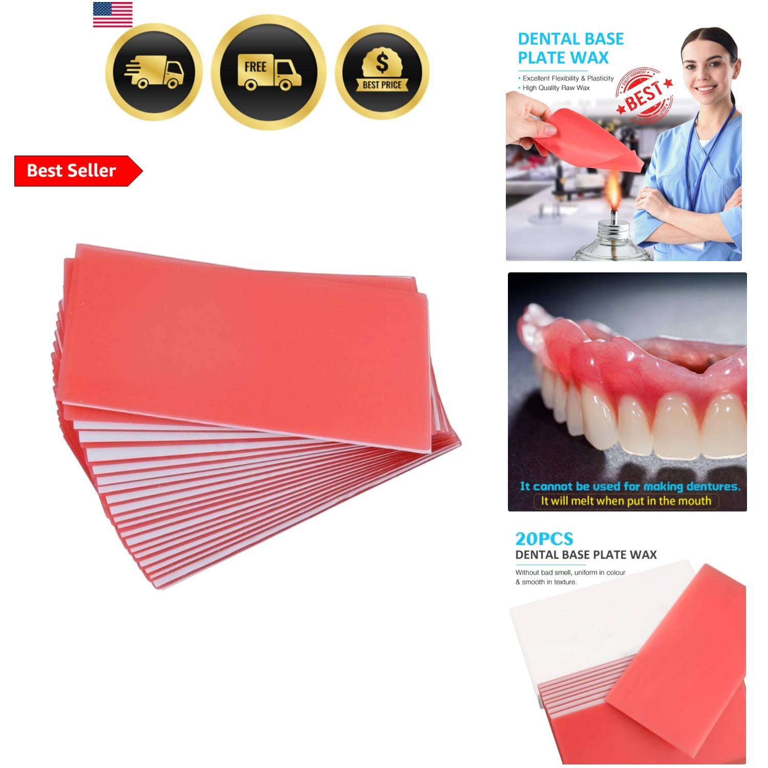 20PCS Dental Base Plate Wax, Cannot be Used for dentures Molding Casting Wax …