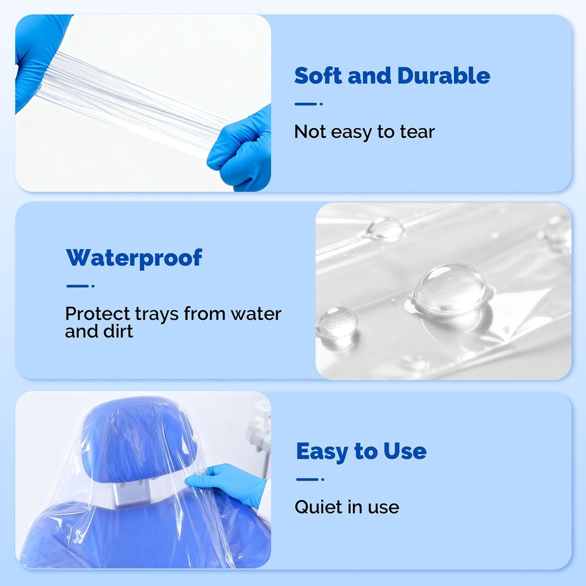 Dental Disposable Full Chair Covers Sleeves Clear Plastic 29″x80″ 125 Pcs