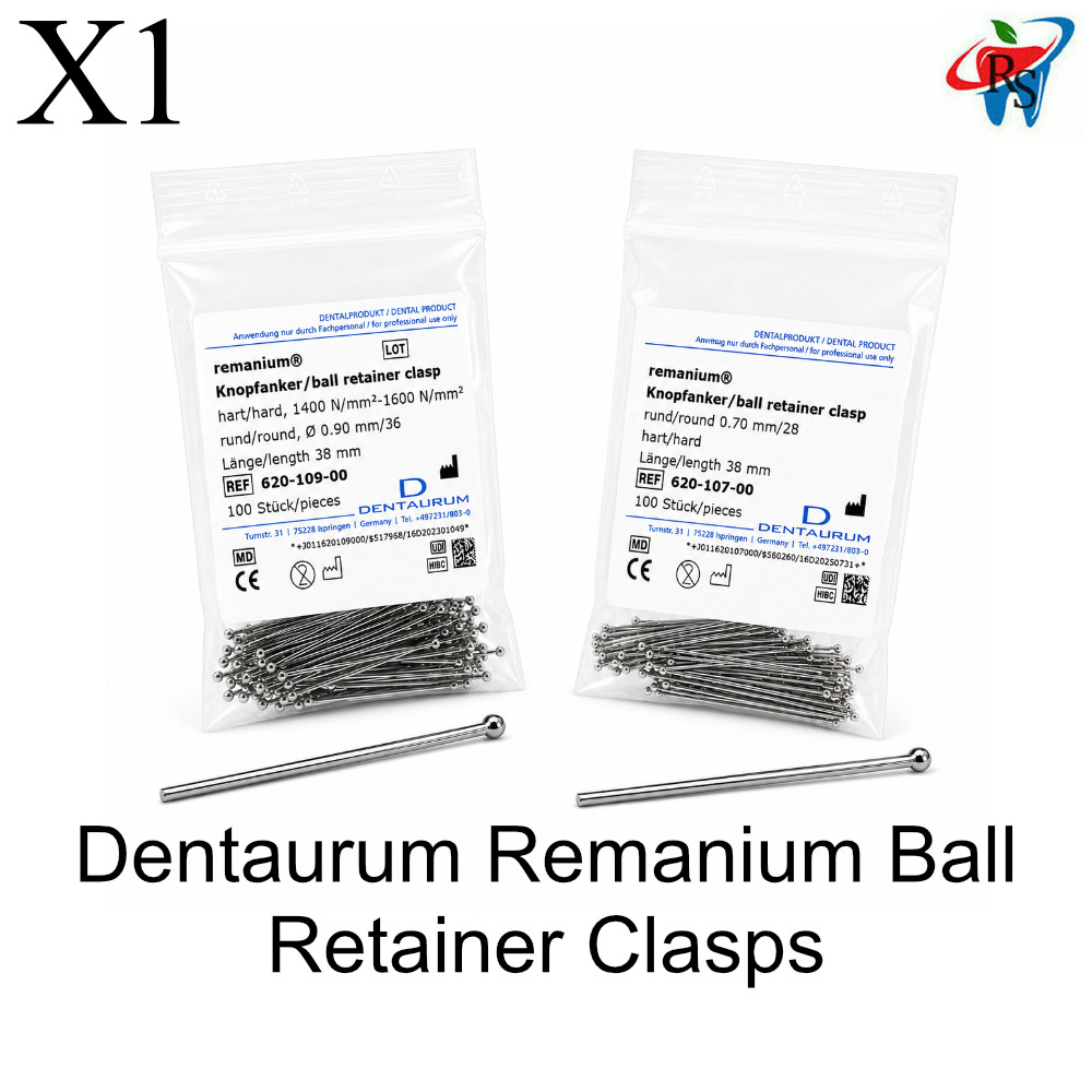100x Dental Dentaurum Remanium Ball Retainer Clasps 38mm Stainless Steel
