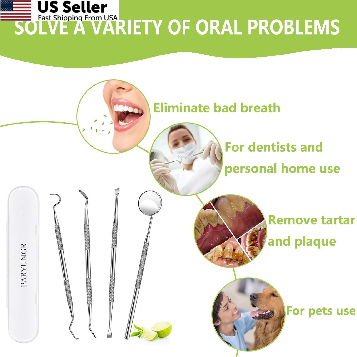 PARYUNGR Dental Tools, Professional Teeth Cleaning Oral 5 Piece Assortment
