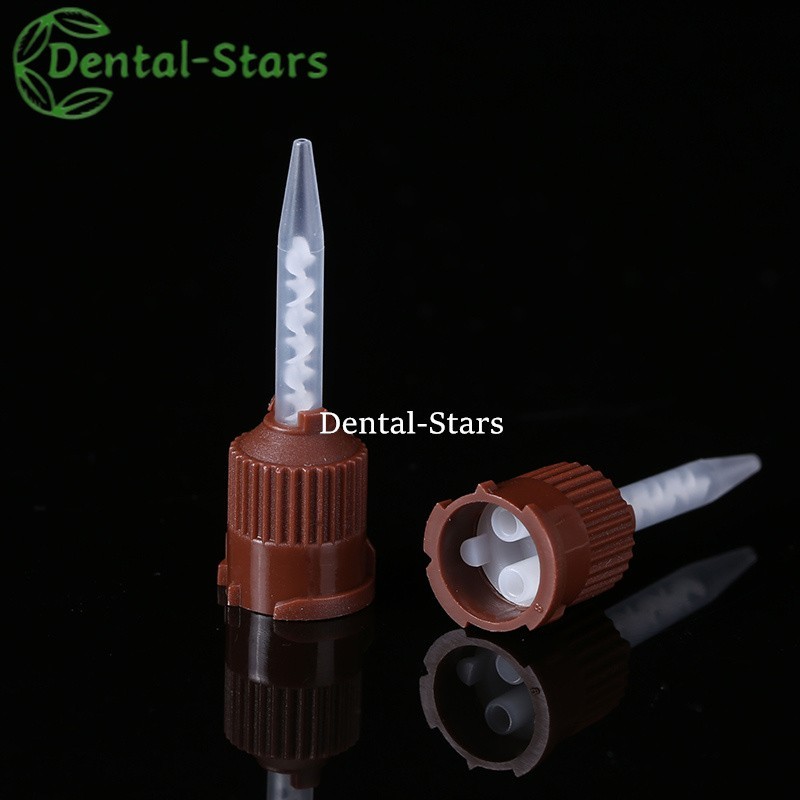 Dental Brown Short Temporary Cement HP Mixing Tips Impression Material (50/Pack)