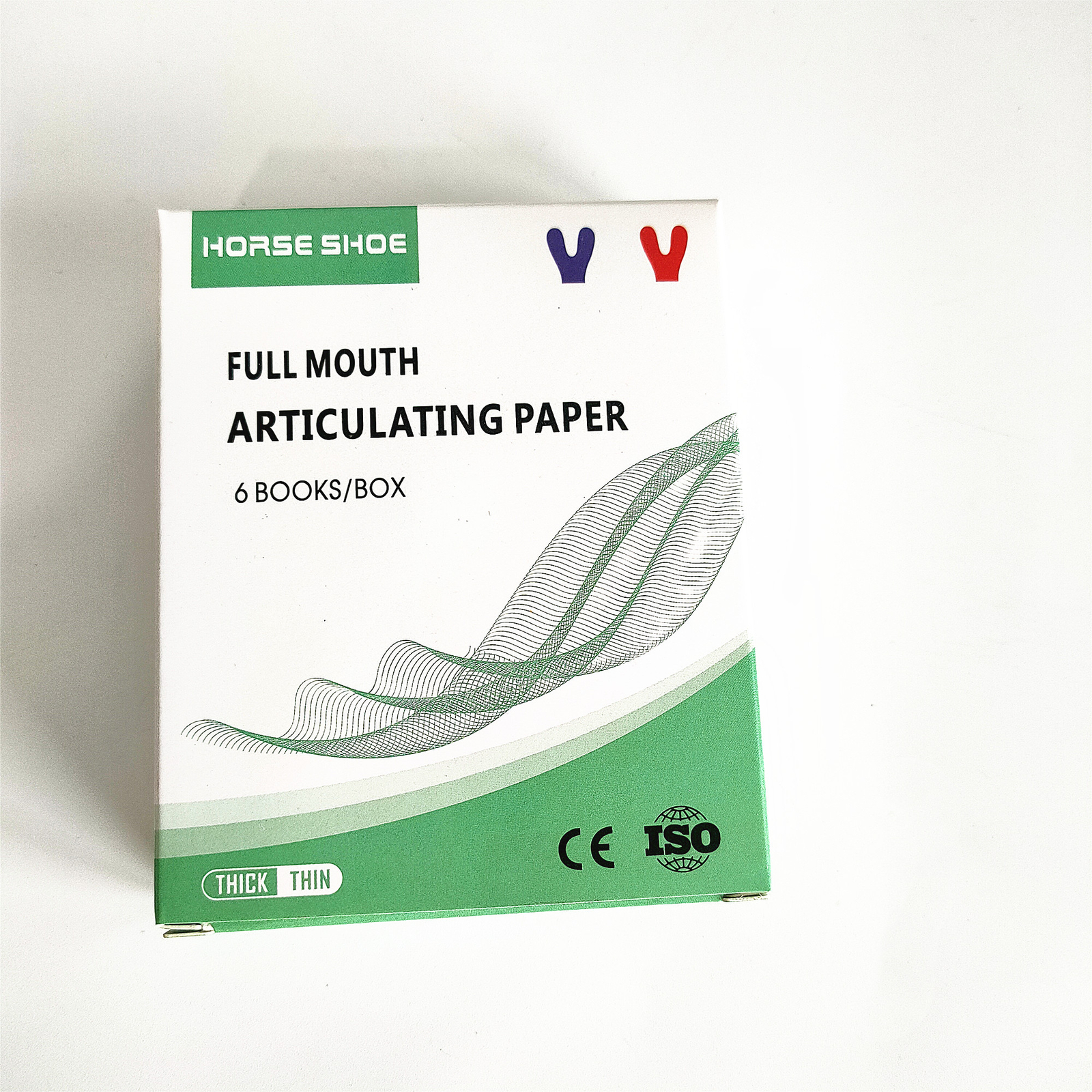 Dental Articulating Paper Horseshoe Thick Strips Blue Red/Green For Denture