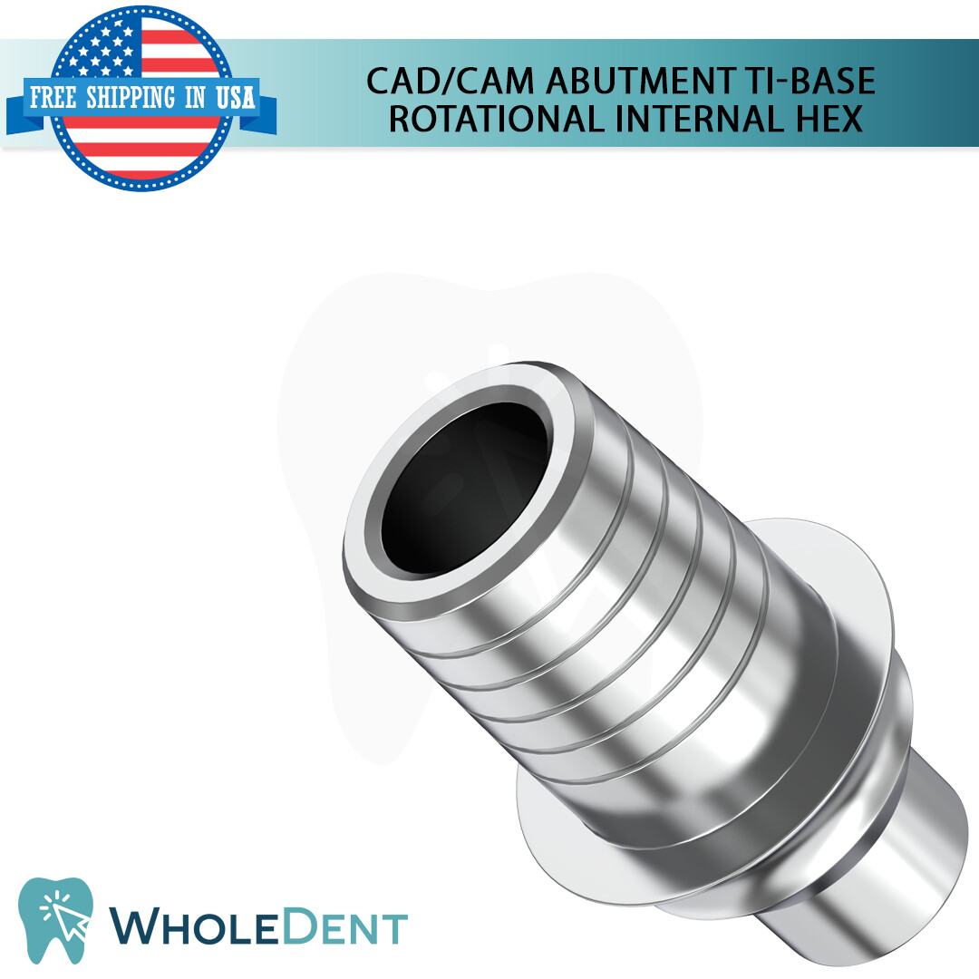 1x Dental Rotational Concave Titanium Base Int Hex 2.42mm CAD/CAM
