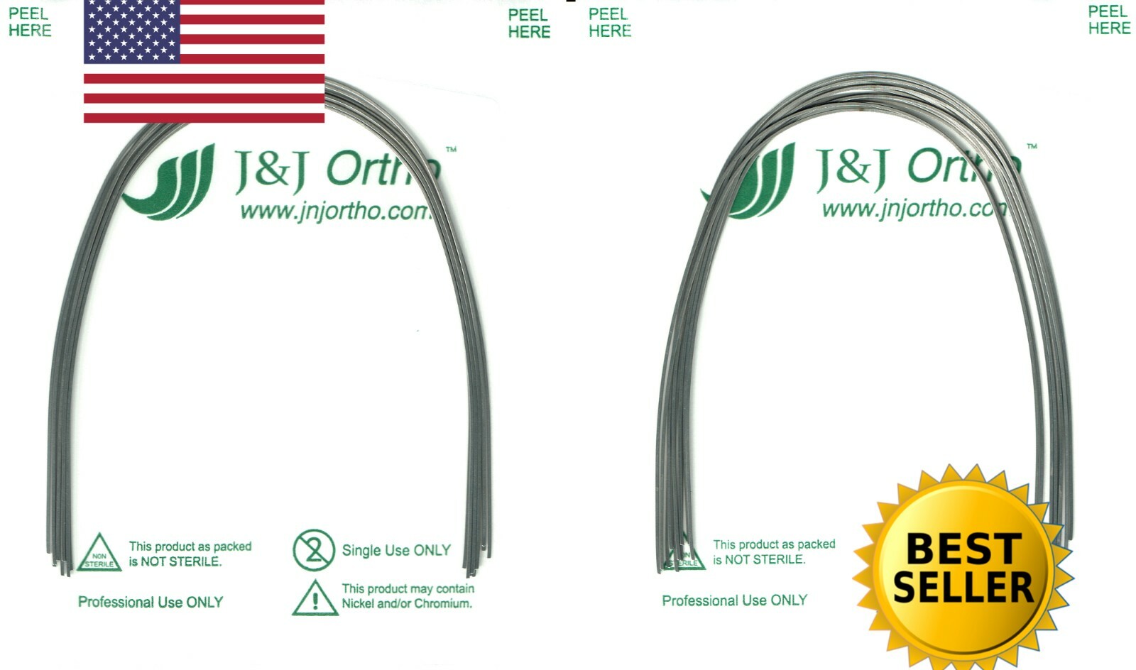 J&J Ortho™ Orthodontic Stainless Steel Arch Wire Ovoid (10/pk*2 Up/Lo)