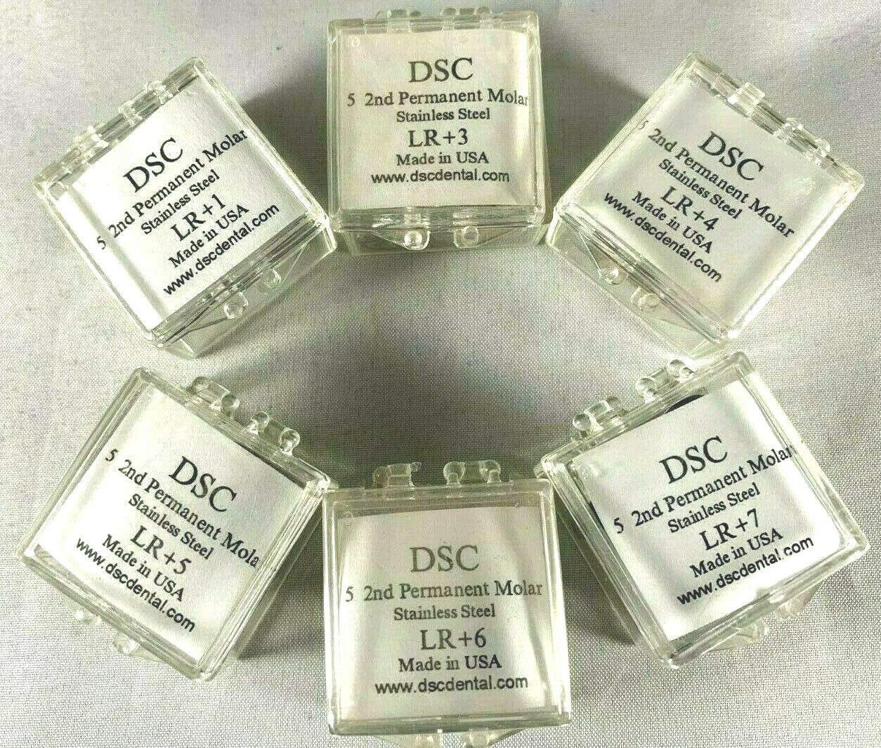 DSC Dental 2nd Permanent Molar Stainless Steel 5/Pk All sizes USA