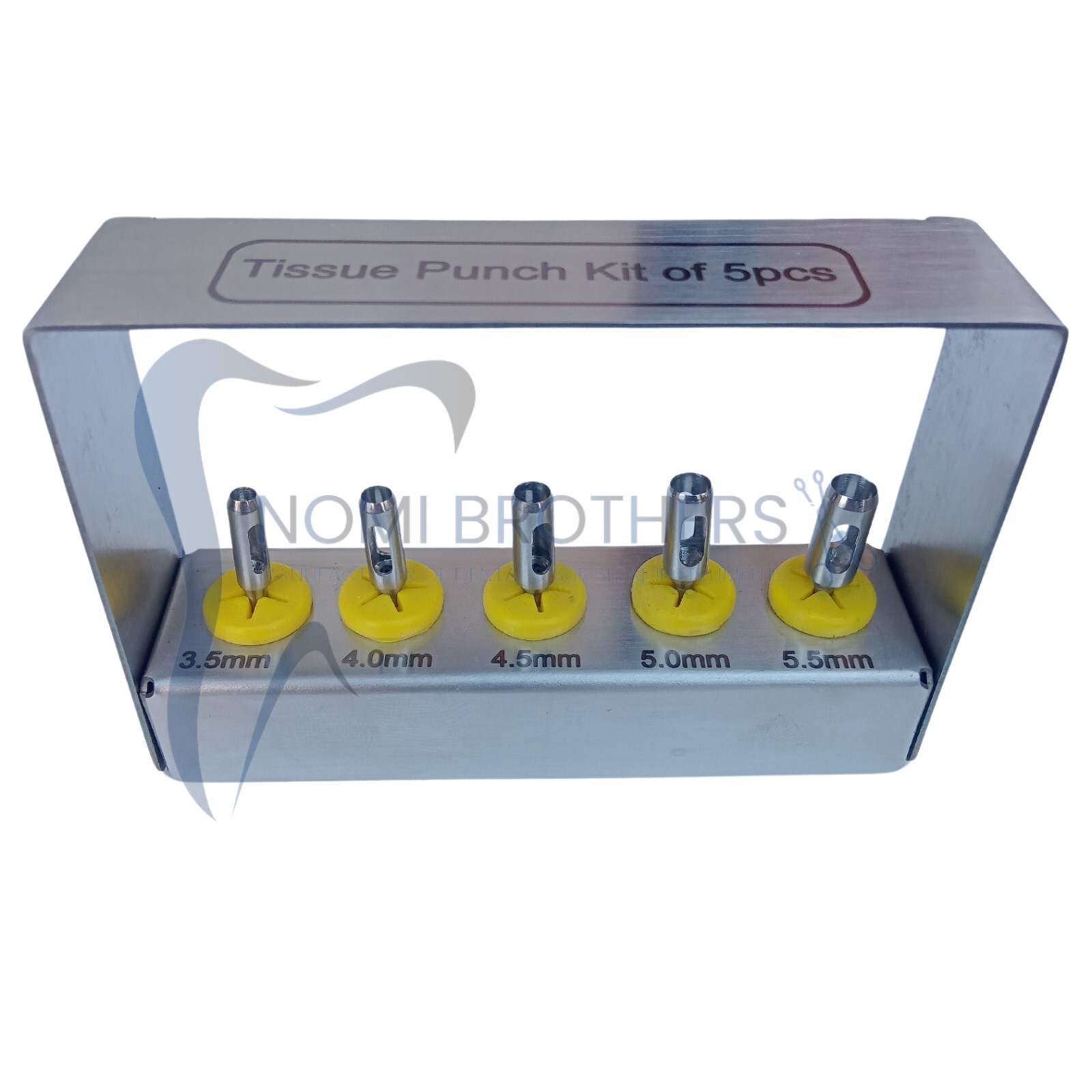 5 Pcs Dental Tissue Punch Kit set Surgical Surgery With Bur Holder Dental