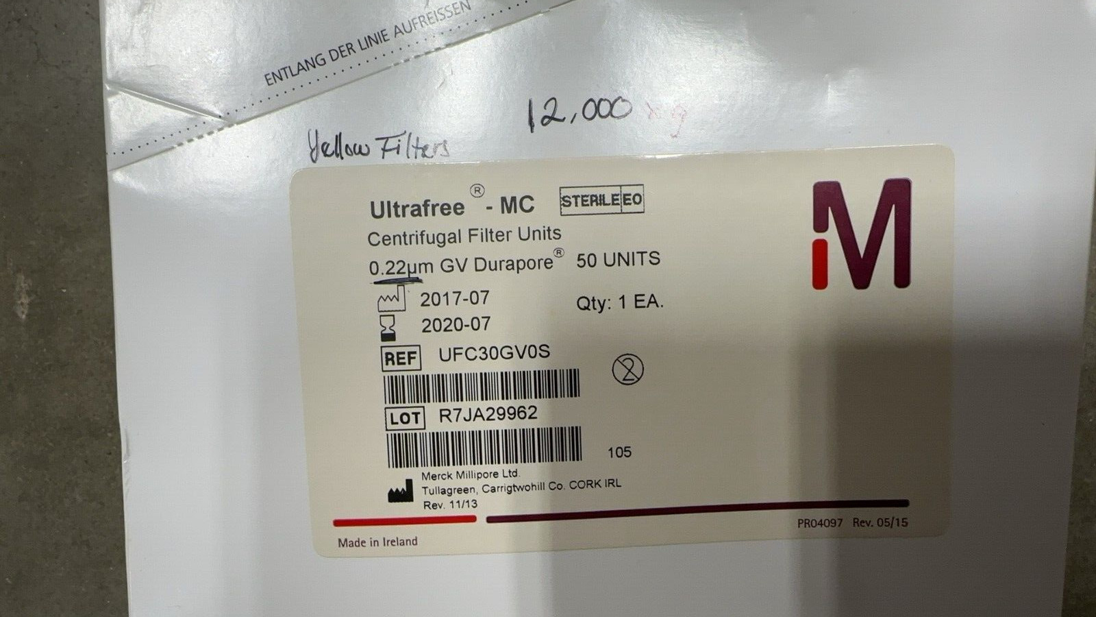 (35) Units MILLIPORE UFC30GV0S ULTRAFREE 0.22µm STERILE Centrifugal Filter