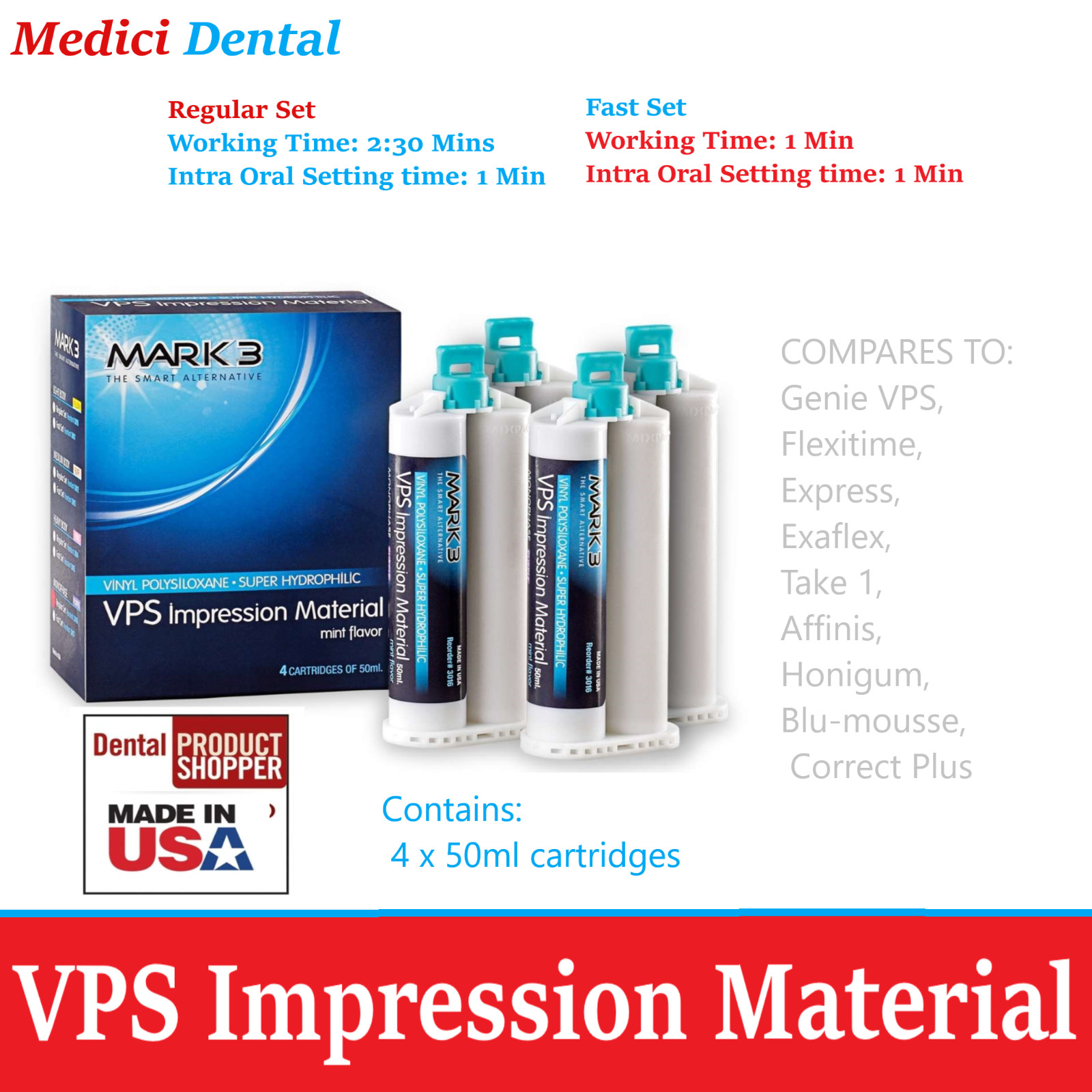 MARK3 Monophase Regular Set VPS Impression Material Heaby Body Fast Set 1-20/Box