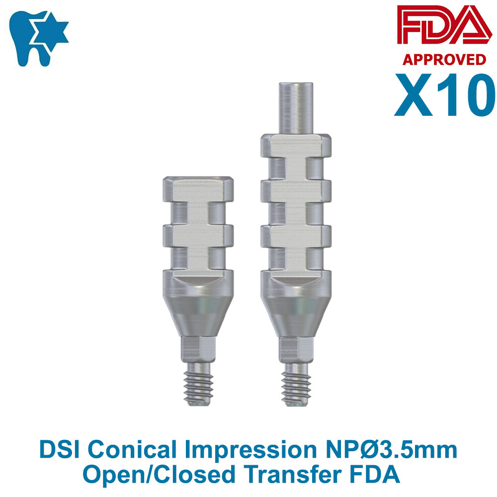 10x DSI Dental Conical Impression Narrow Platform NP Ø3.5mm Open Closed Transfer