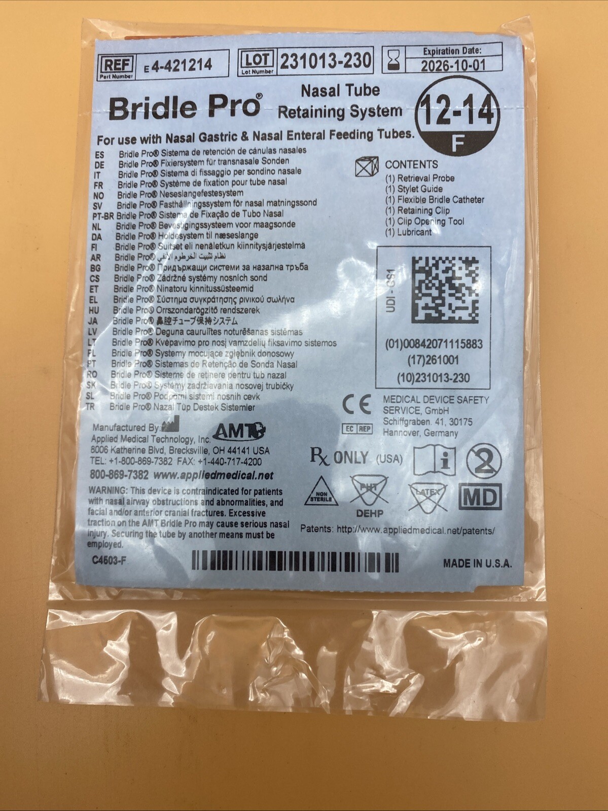 Bridle Pro Bridle Nasal Tube Retaining System REF# 4-421214 – 12-14 F – EXP 2026