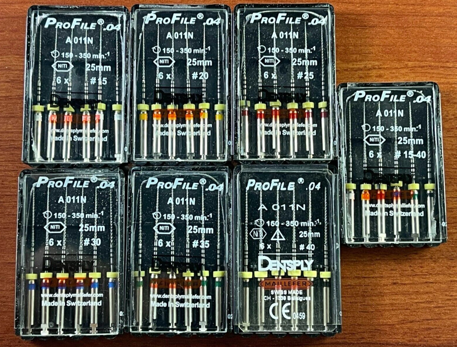 Dentsply Maillefer Dental Profile ISO 21mm .04 Taper rotary files 6/pk all sizes