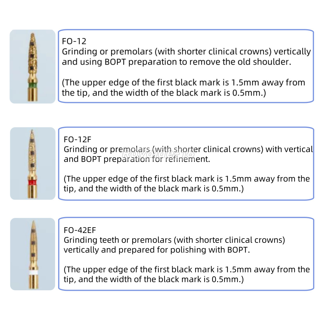 Dental BOPT Preperation Burs Vertical Diamond FG7906 Oriented Technique 6pcs/kit