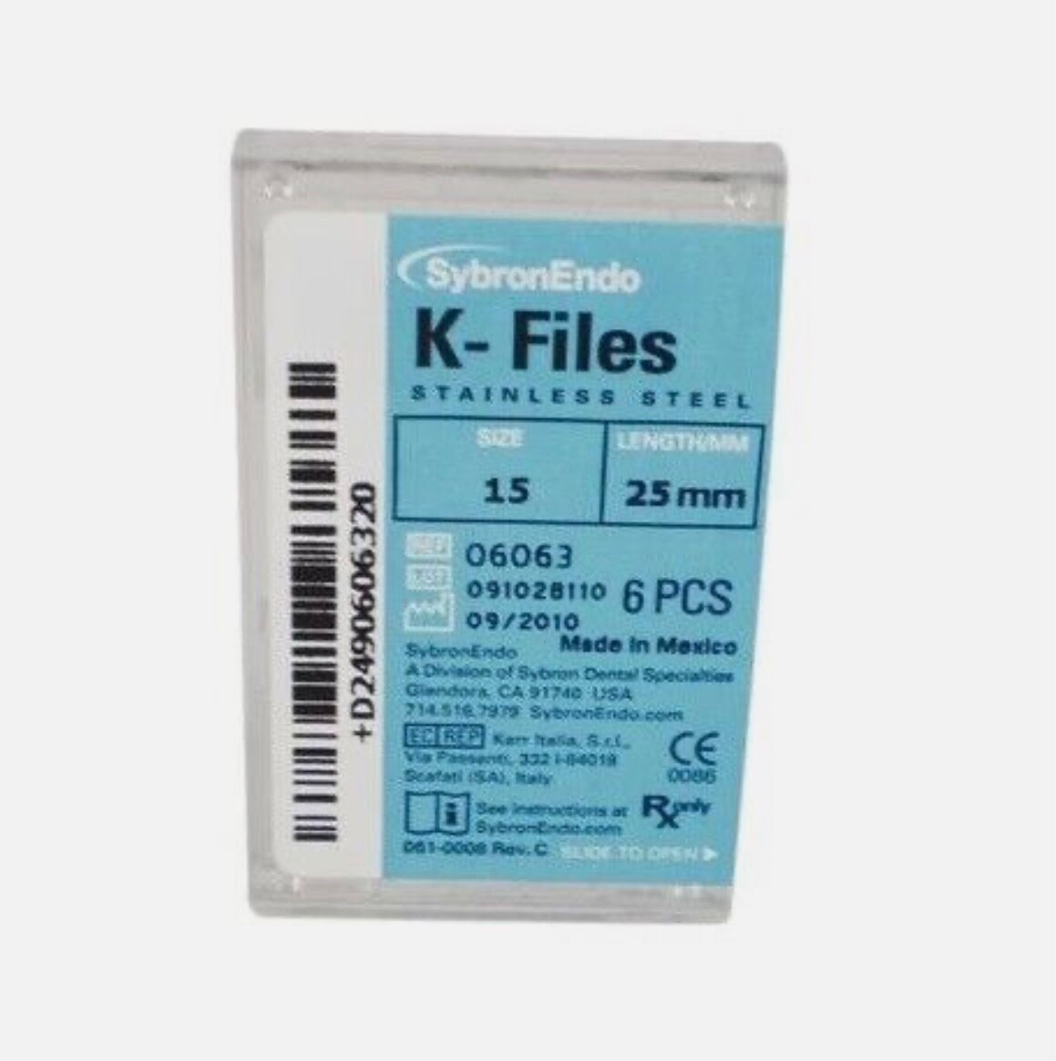 K-Files #15 x 25mm by Kerr / Sybron Endo 6 Files/Pack