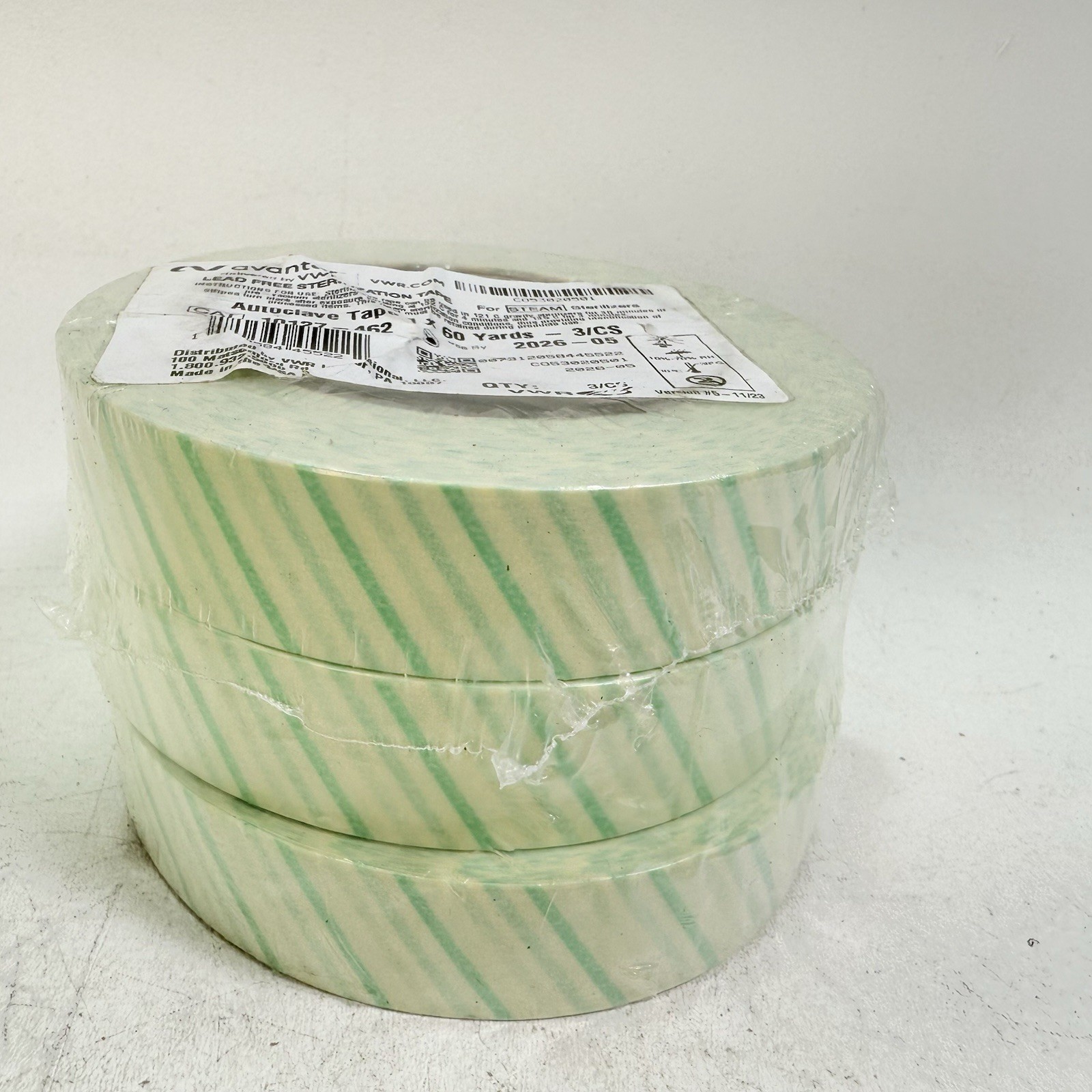 Lot of 18 – VWR – 10127-462 TAPE AUTOCLAVE LEAD FREE 1 in X 60YD. EXP: 05/2026
