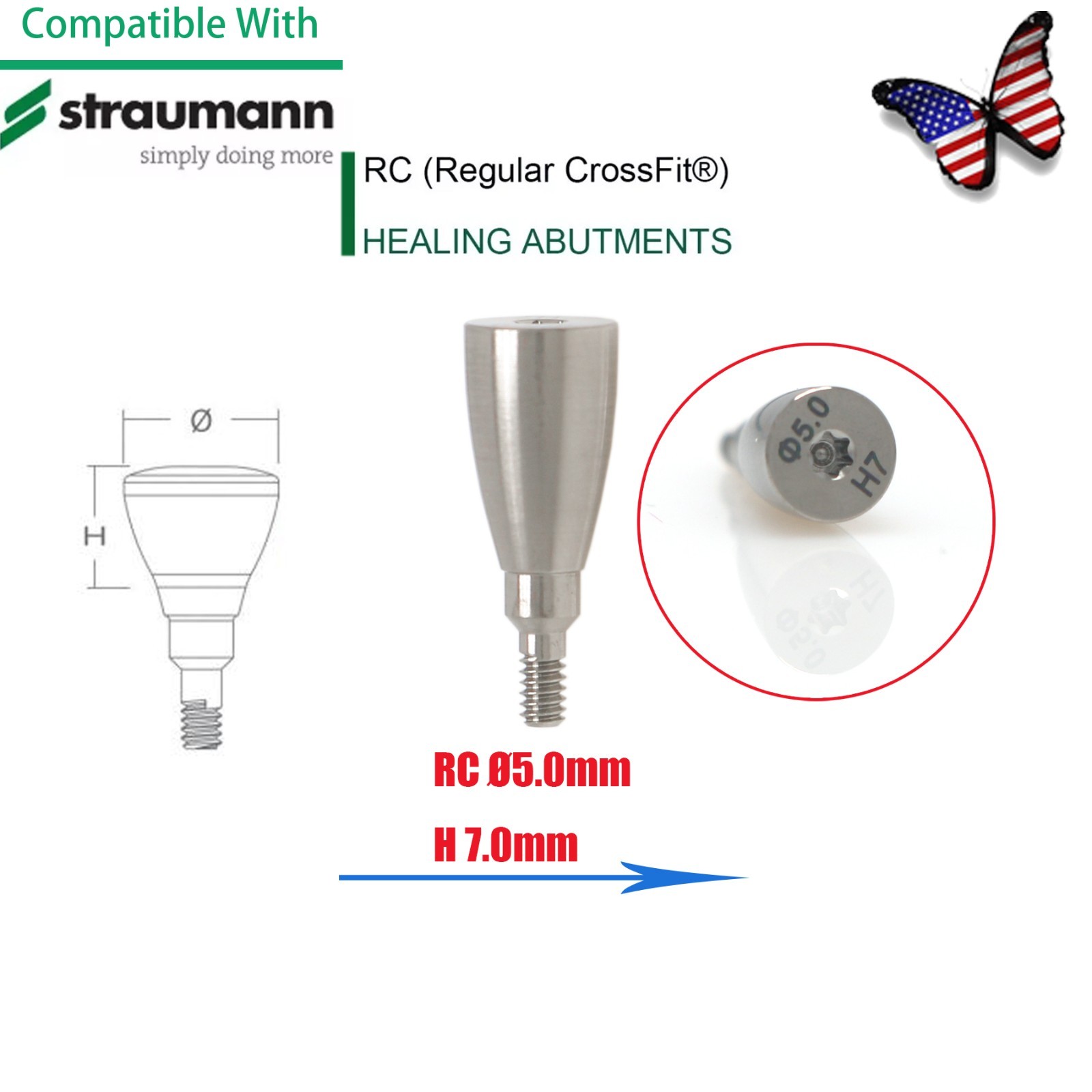 Dental Healing Abutment Cap/Closure Cover Screw Fit Straumann Cross Bone Level