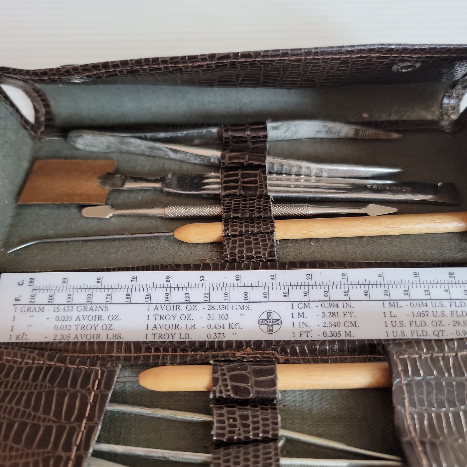 Vintage Clay Adams USA Anatomy Dissection Kit Scalpel Tools Ruler Case 1960s
