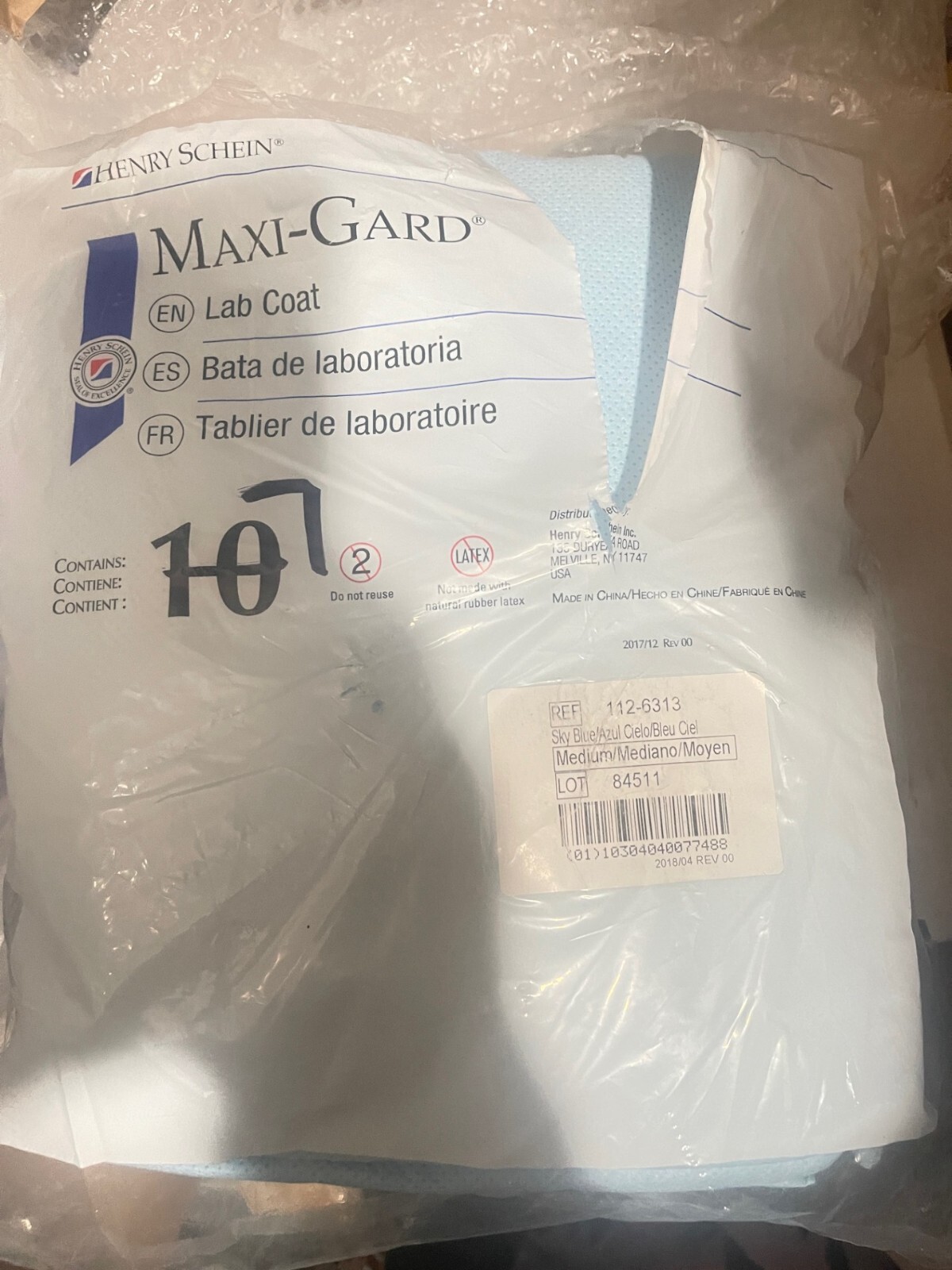 Maxi-Gard Lab Coats 1126313 Medical Blue Medium 7/Pk knee-length SMS fabric (B4)