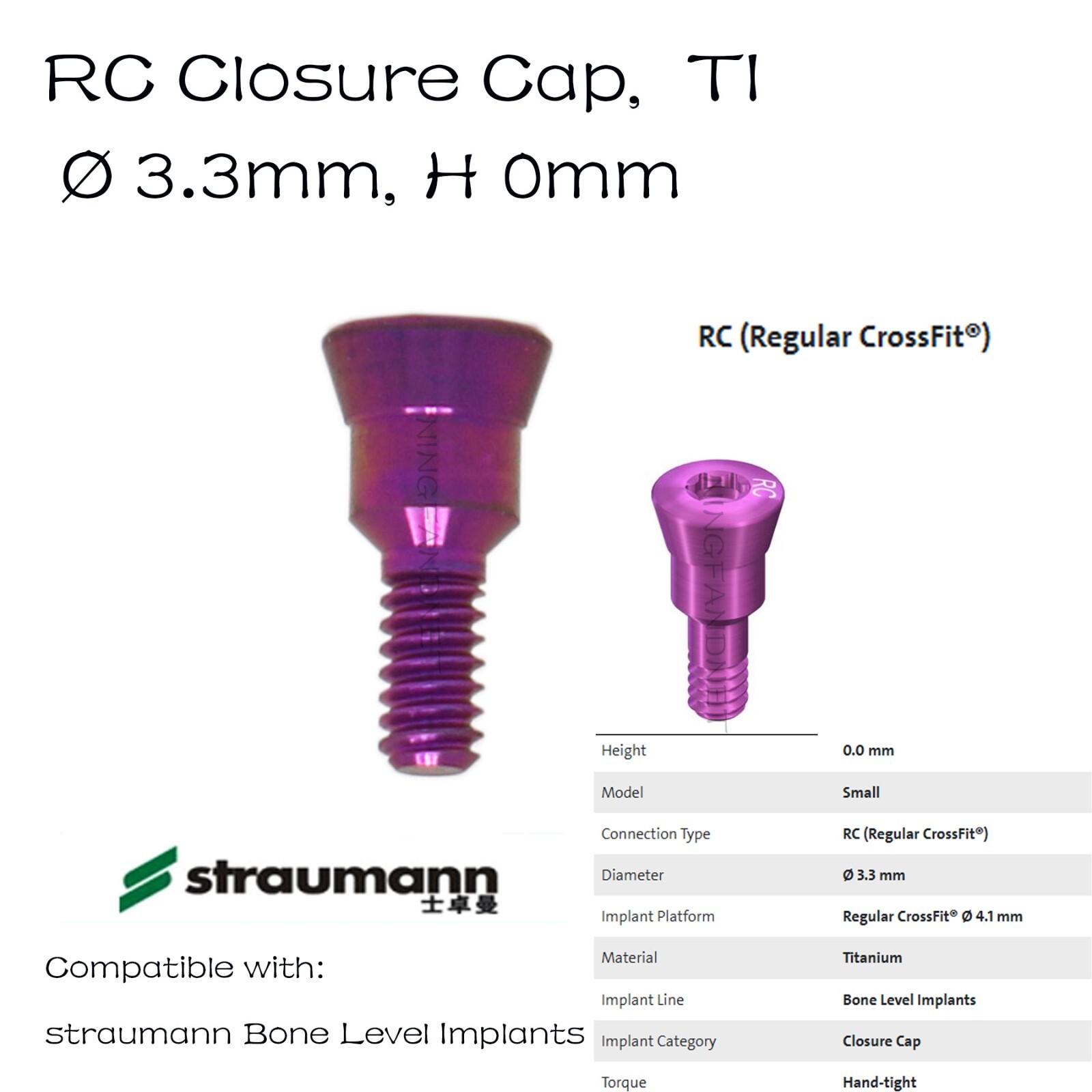 Closure Cover Screw RC/NC Fits Straumann ITI Bone Level/BLT Healing Abutment Cap