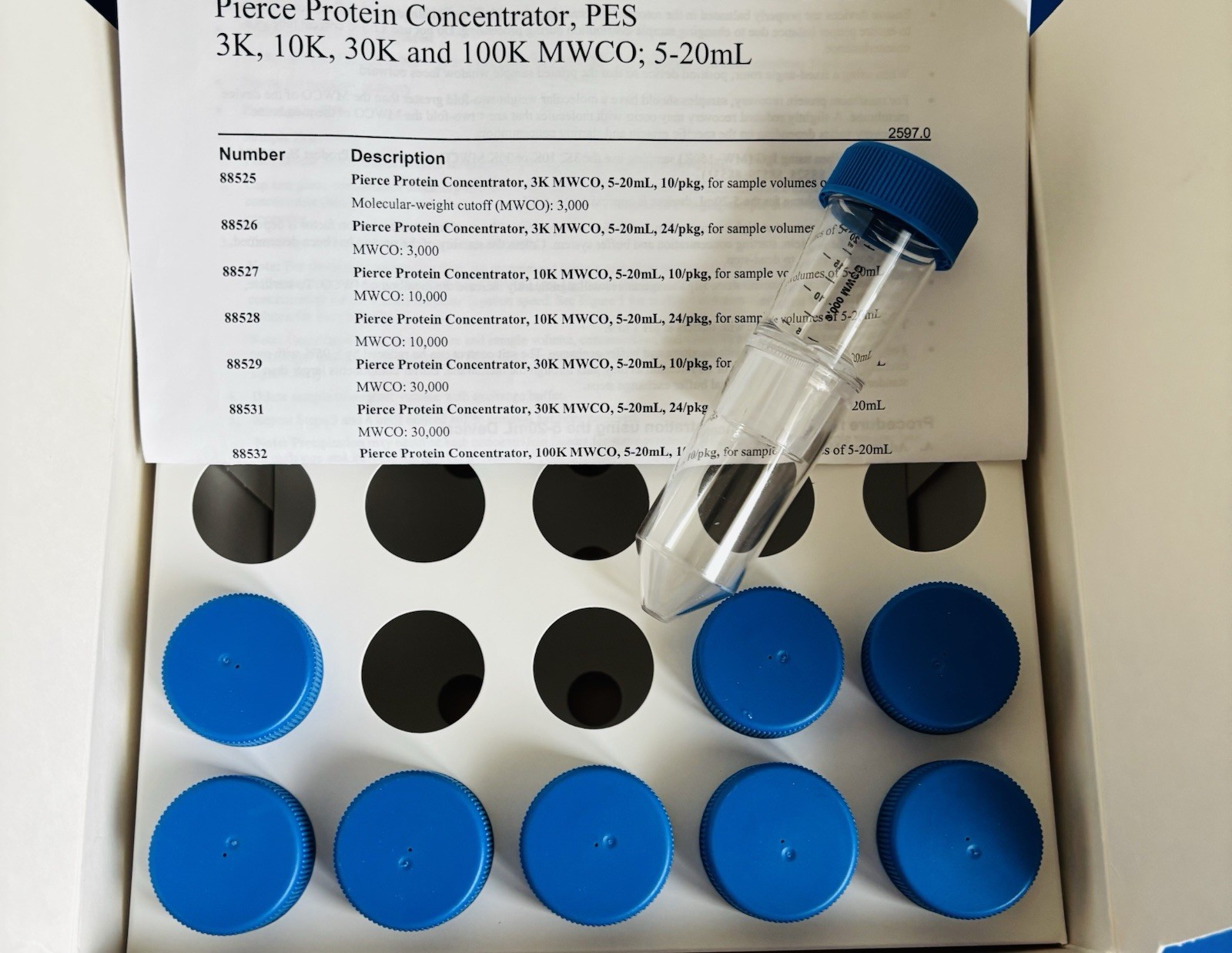 Fisher Scientific Pierce Protein Concentrator PES 3K Cutoff 88526 9/PK