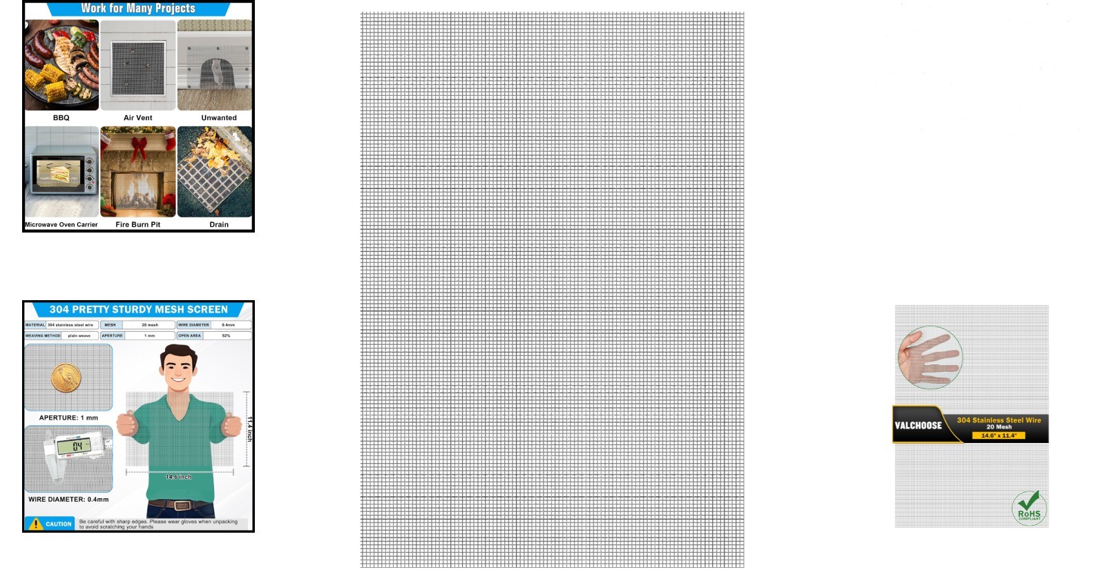 Durable 304 Stainless Steel Mesh 14.6″ x 11.4″ – Perfect for BBQ, Windows, DIY