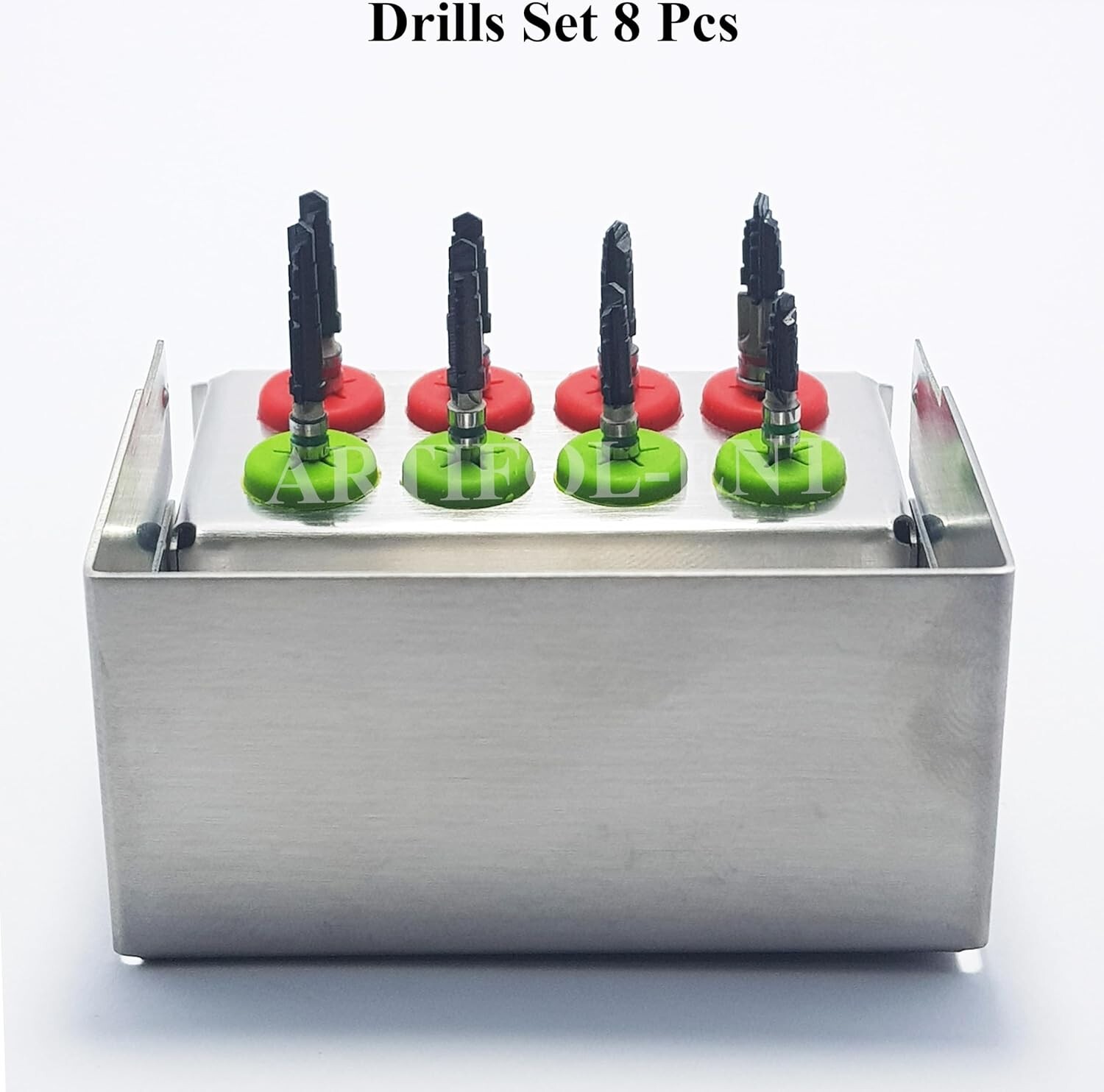 Implant Reamers Kit 8 Pcs Surgical Drills Bits Black Color Coated with Holder