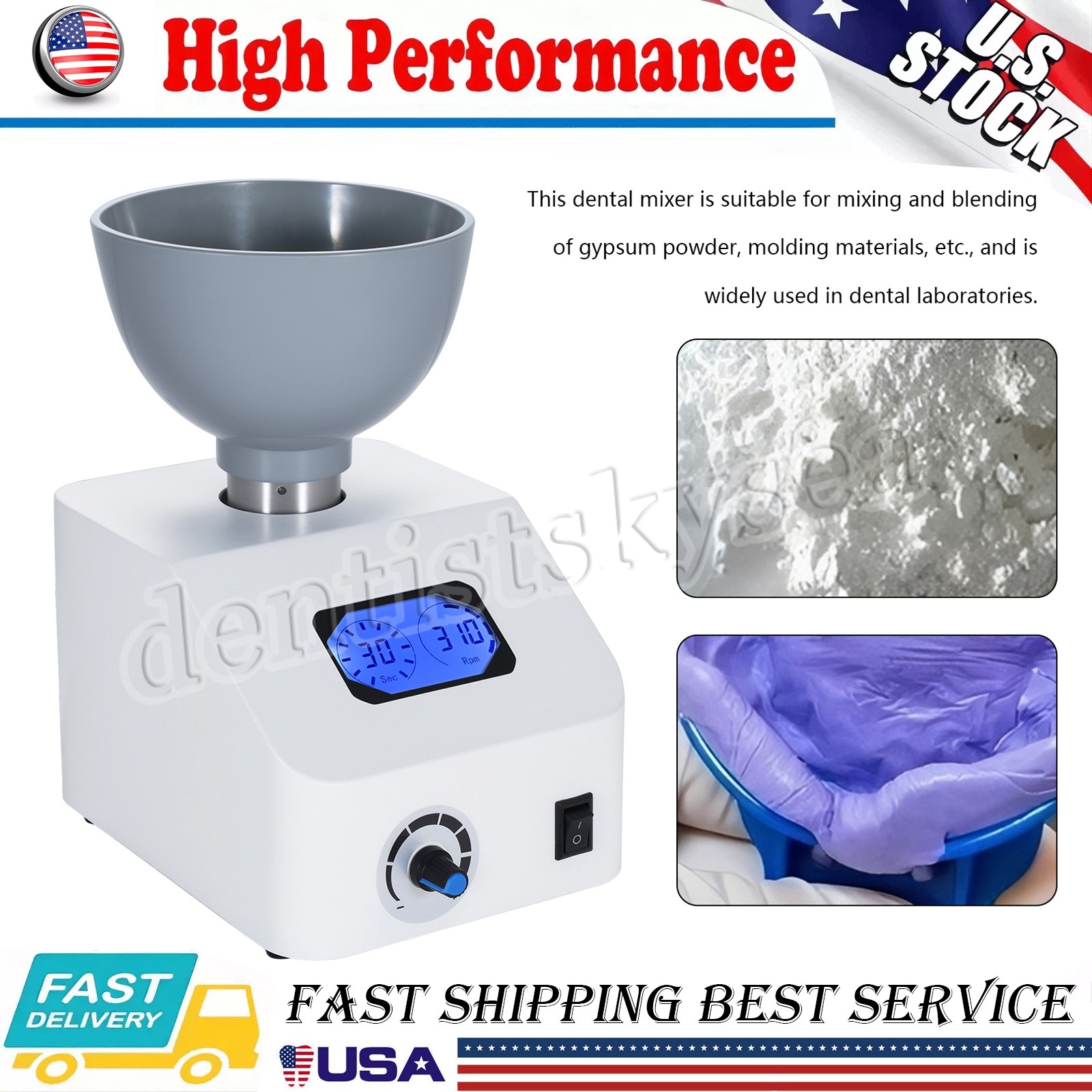 High-End Dental Printing Die Mixer Machine Alginate Dentistry Tools USA STOCK