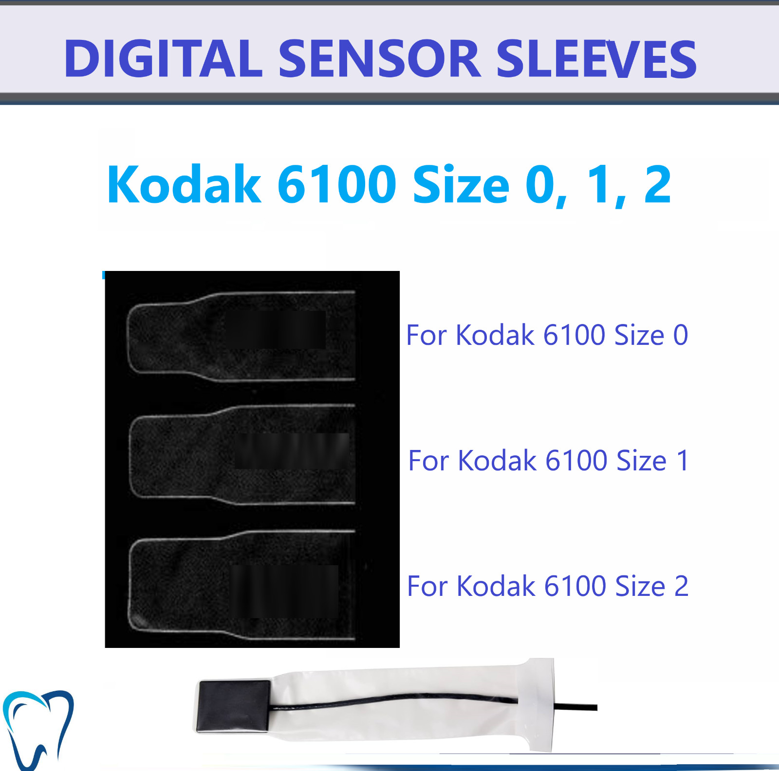 Dental Digital X-Ray Sensor Sleeve Sensor Cover For Kodak 6100 Size 0, 1, 2,