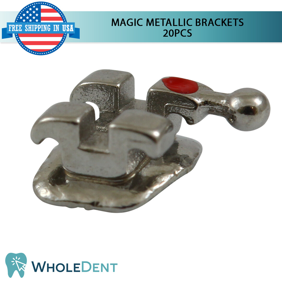 Orthodontic Dental Mini Metal Brackets Hook Twin Braces Kit MBT Magic 20pcs