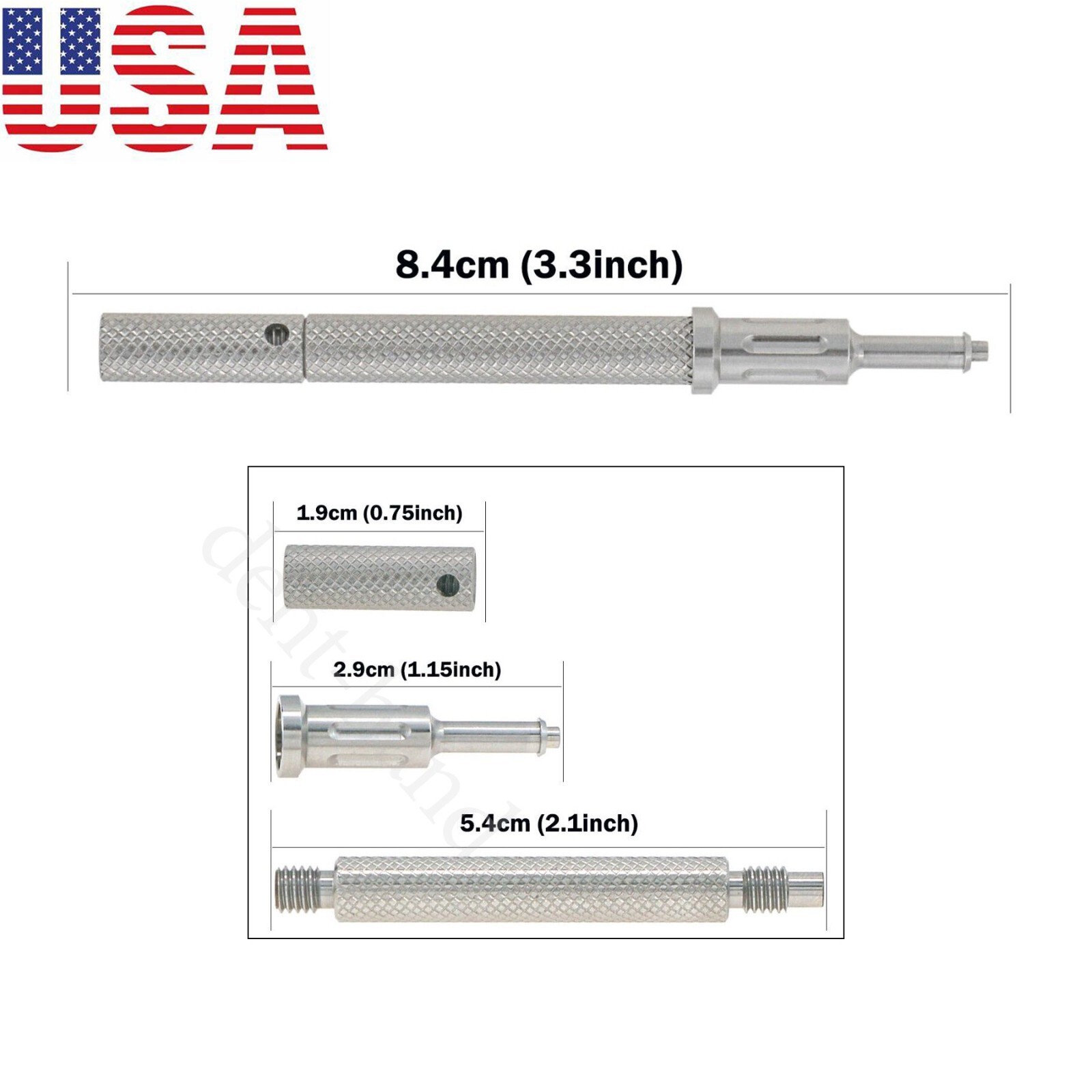 US Universal Dental Core Tool 3 in 1 for Remove Insert Caps Metal Handle Tools