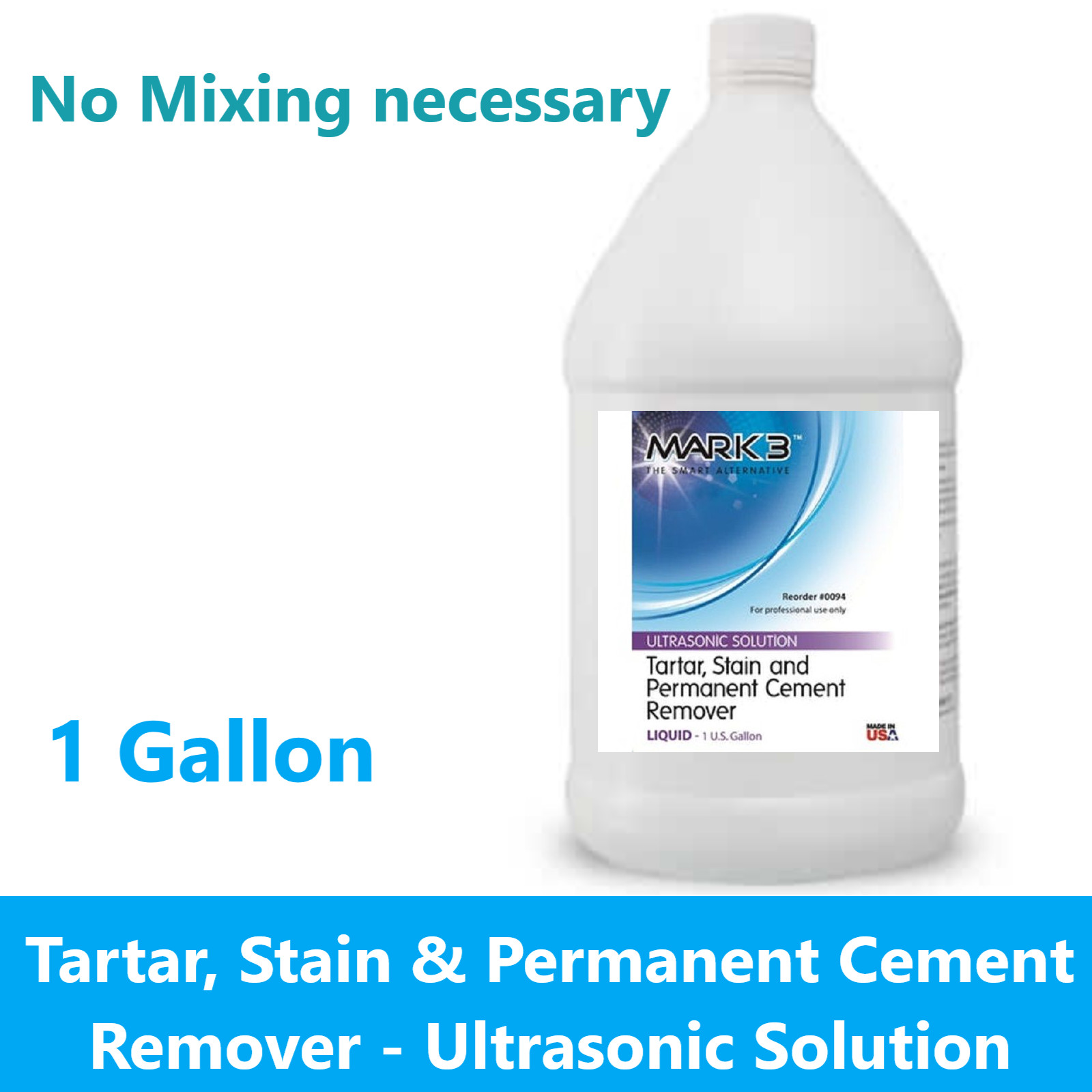 Dental Ultrasonic Solution – Tartar, Stain & Permanent Cement Remover, 1 Gl Btl