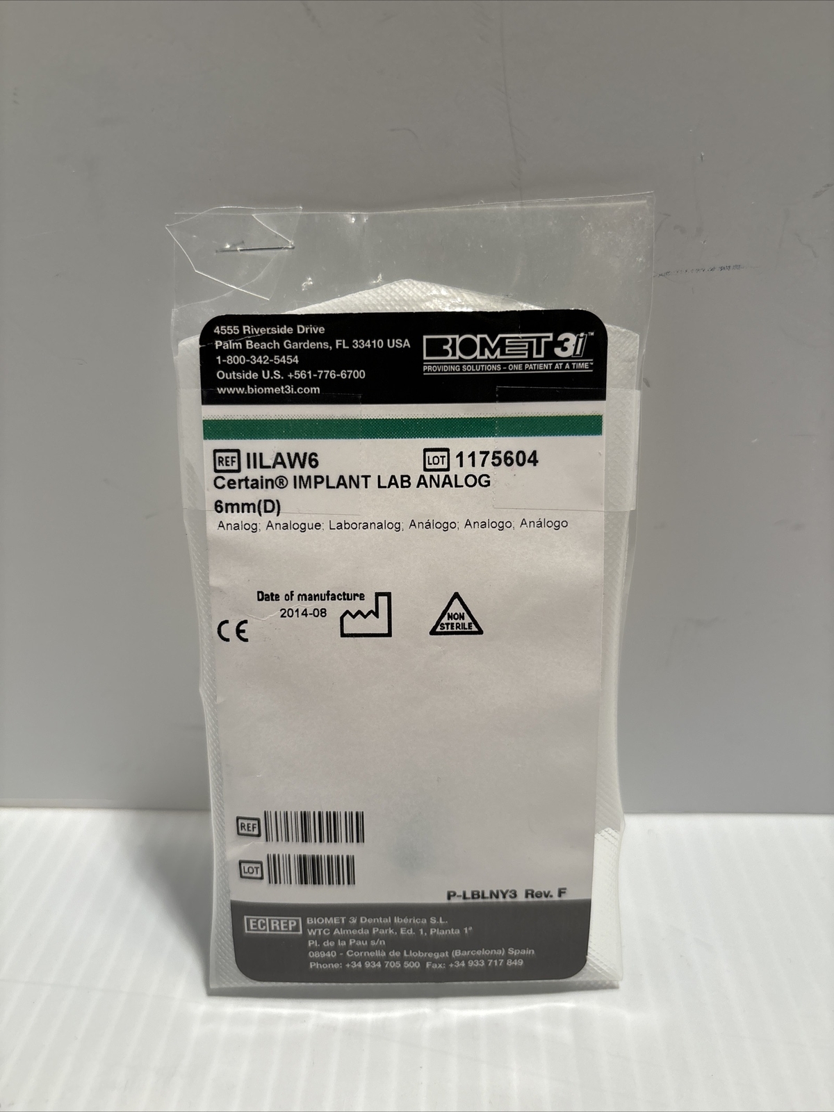 biomet IIlaw6 certain implant lab analog 6mm (D)