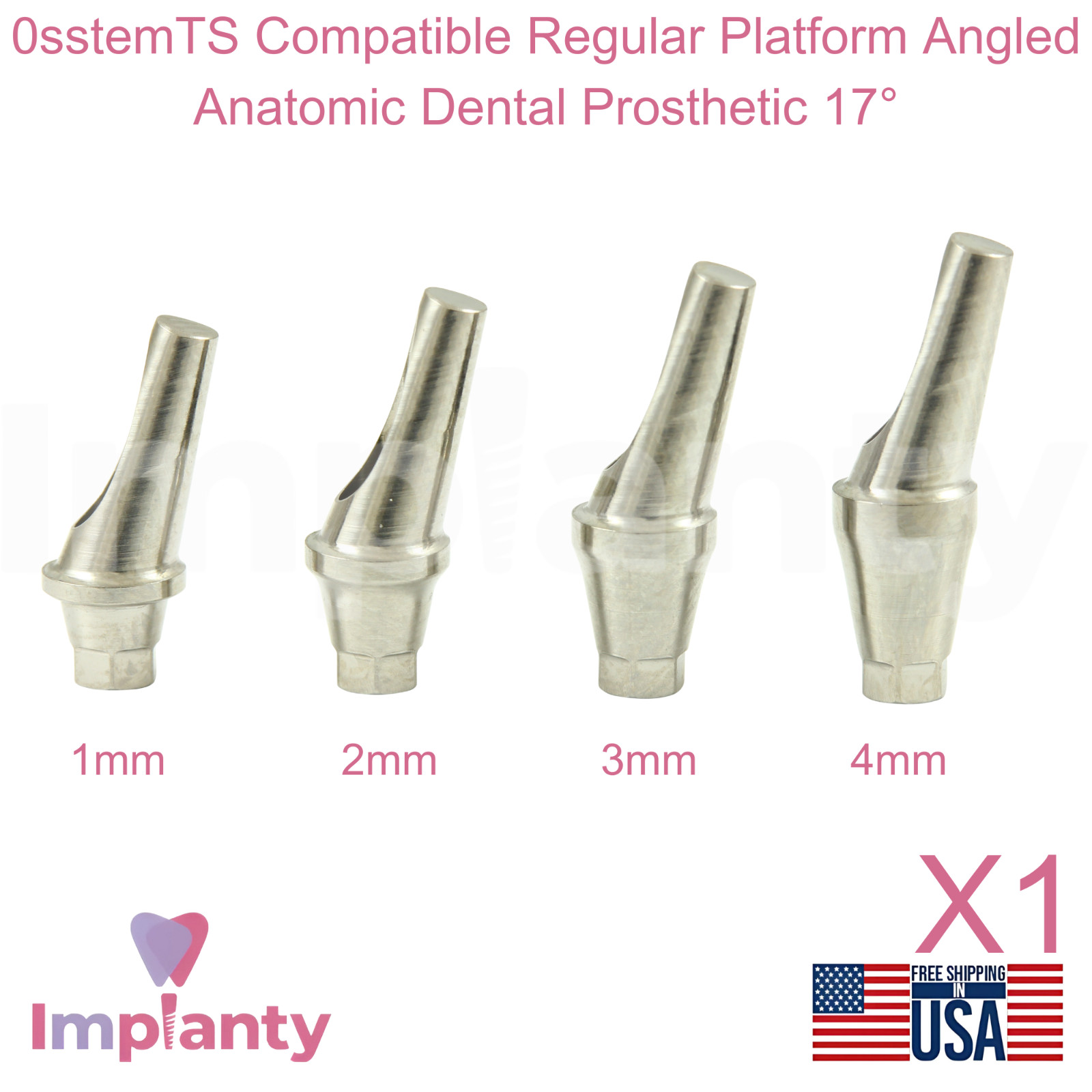 0sstemTS Compatible Regular Platform Angled Anatomic Dental Prosthetic 17°