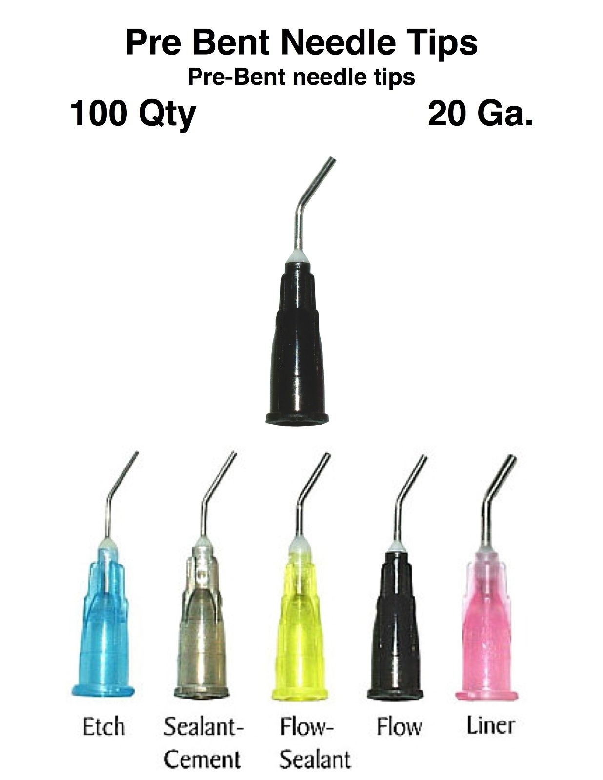 Pre Bent Needle Tips for Flow Sealant Etch Liner 1000 Pcs