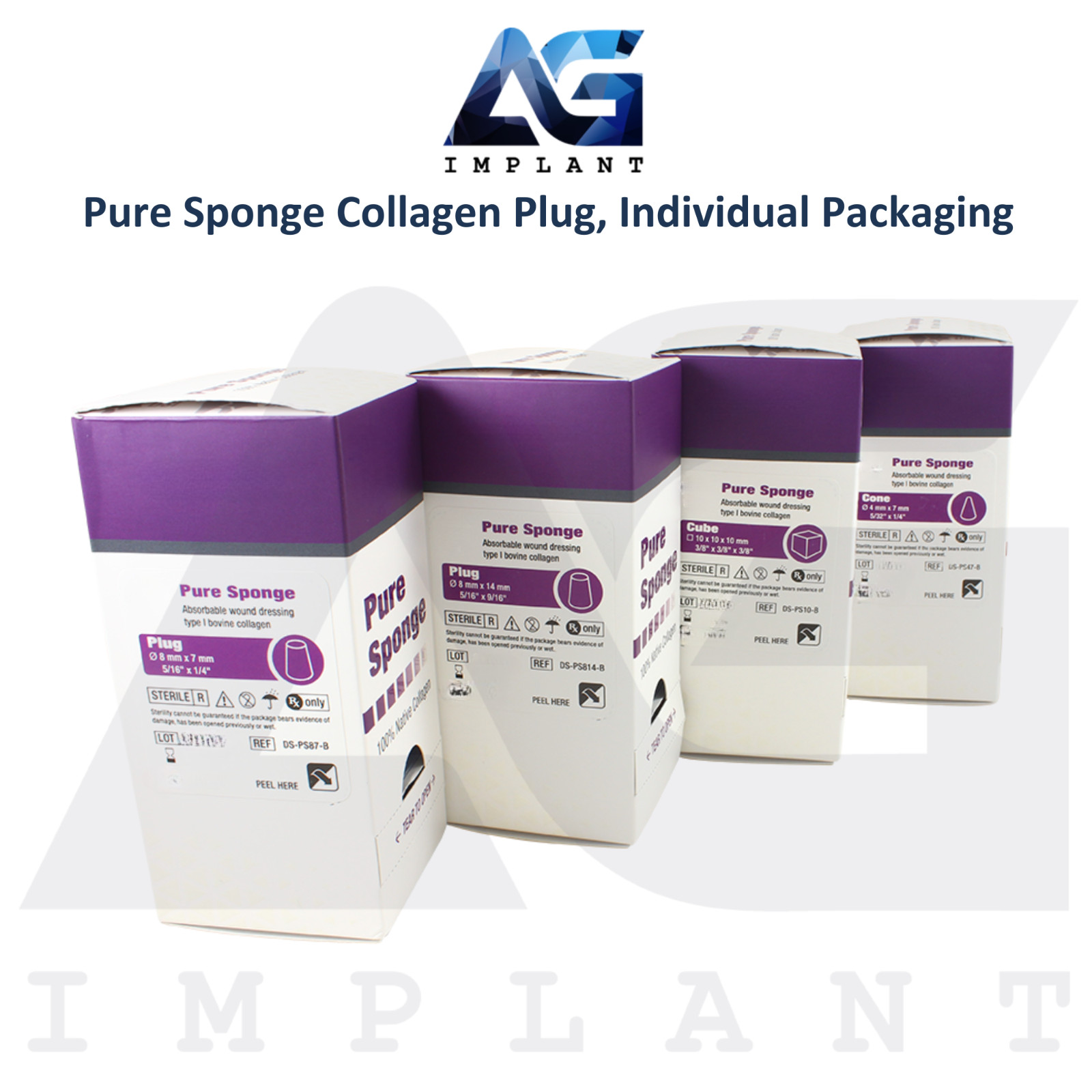 Dental Pure Collagen Sponges 10 Individually Packed Plugs Sterile Void Filling