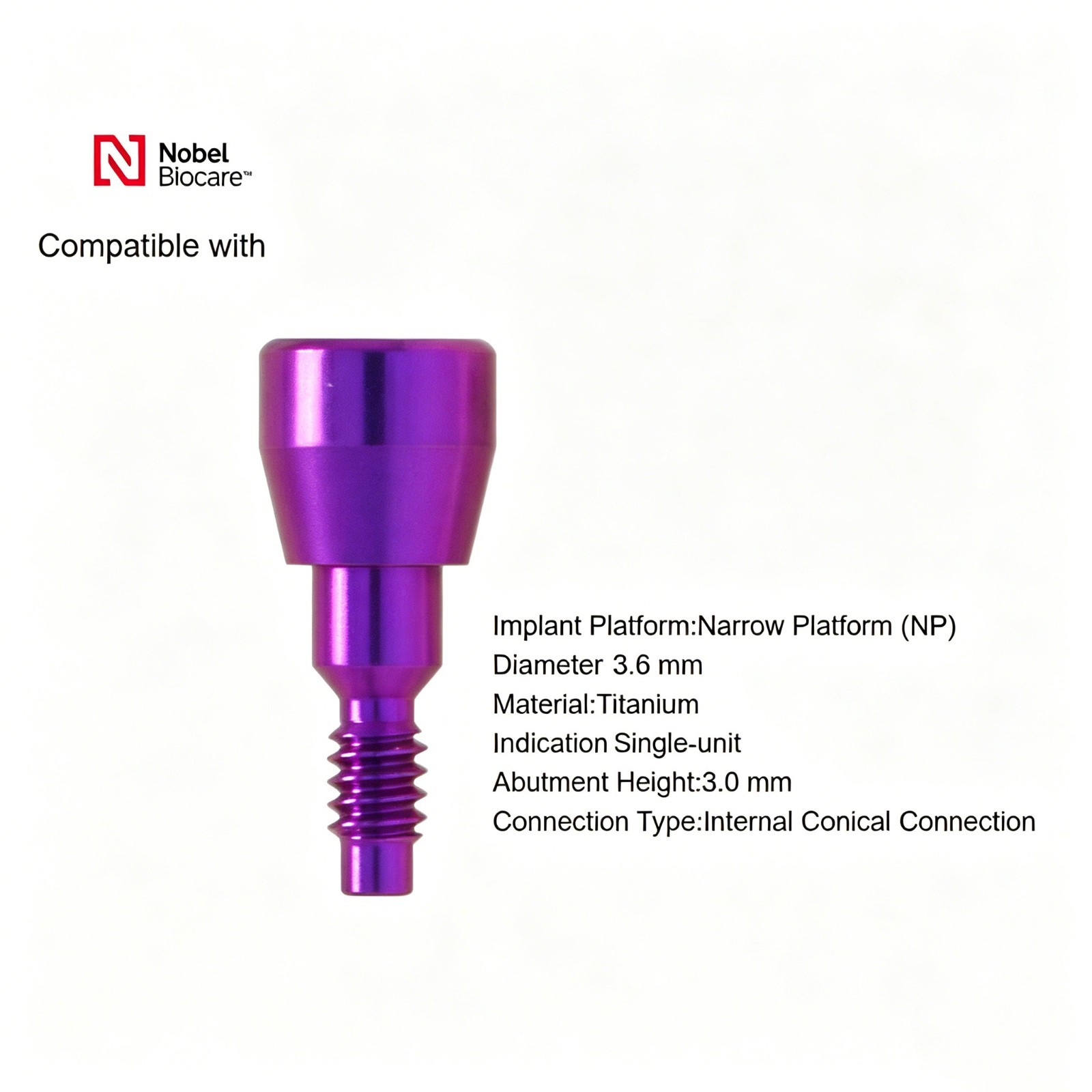 US Dental Healing Abutment NP RP ∅3.6/5.0/6.0 for Nobel Active Conical Titanium