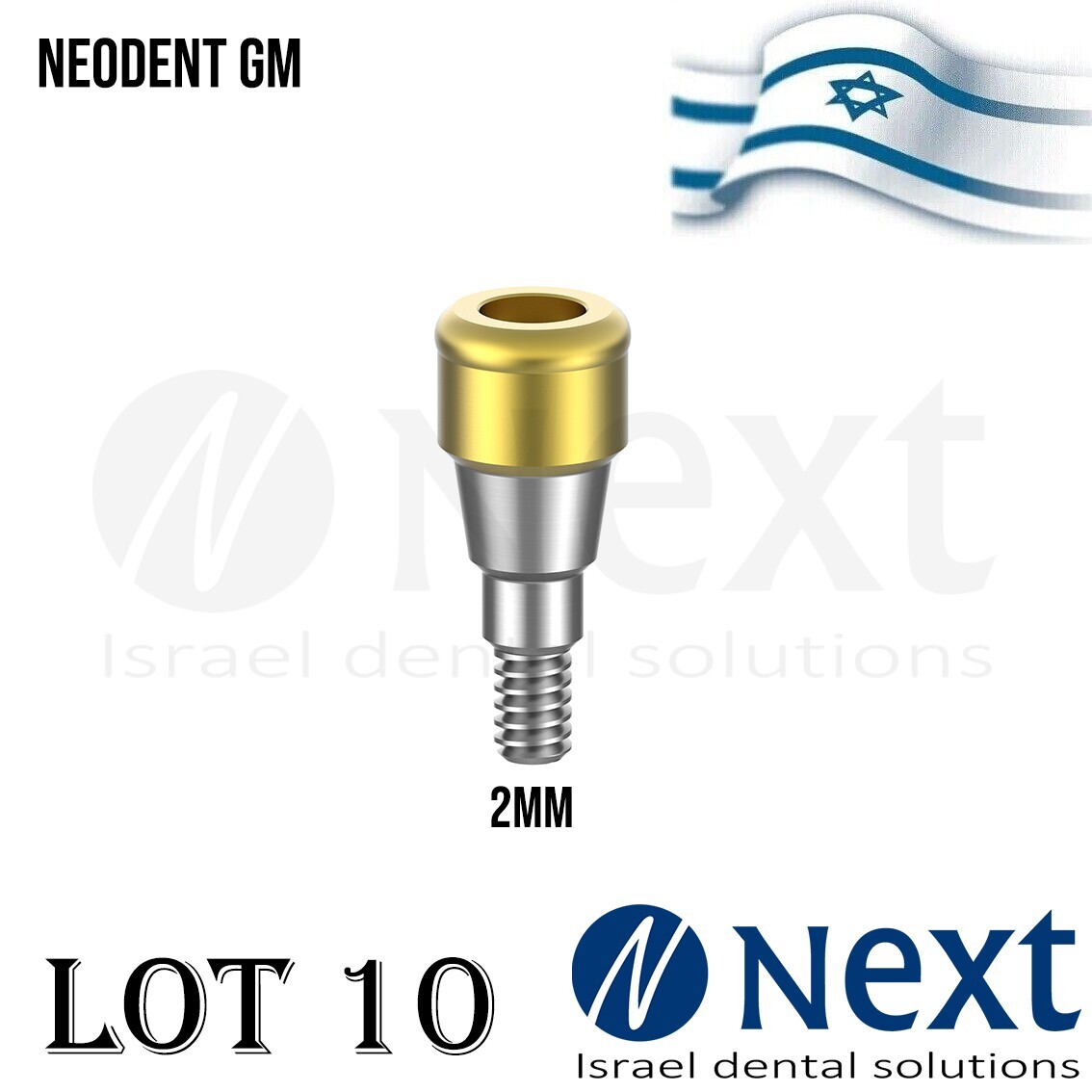 LOTx10 Dental Abutment Flat attachment Neo Dent GM Grand Morse conical 2 mm