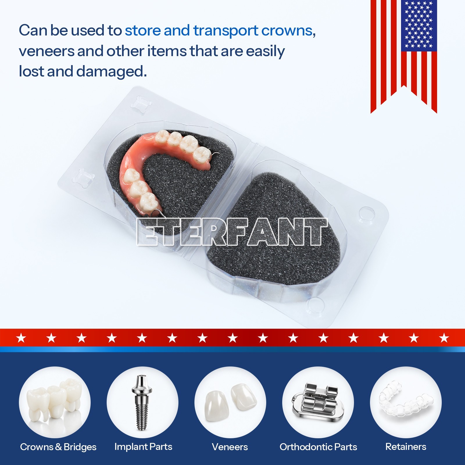 300Pcs Dental Denture Transport Box Teeth Crown Veneer Storage Container Case