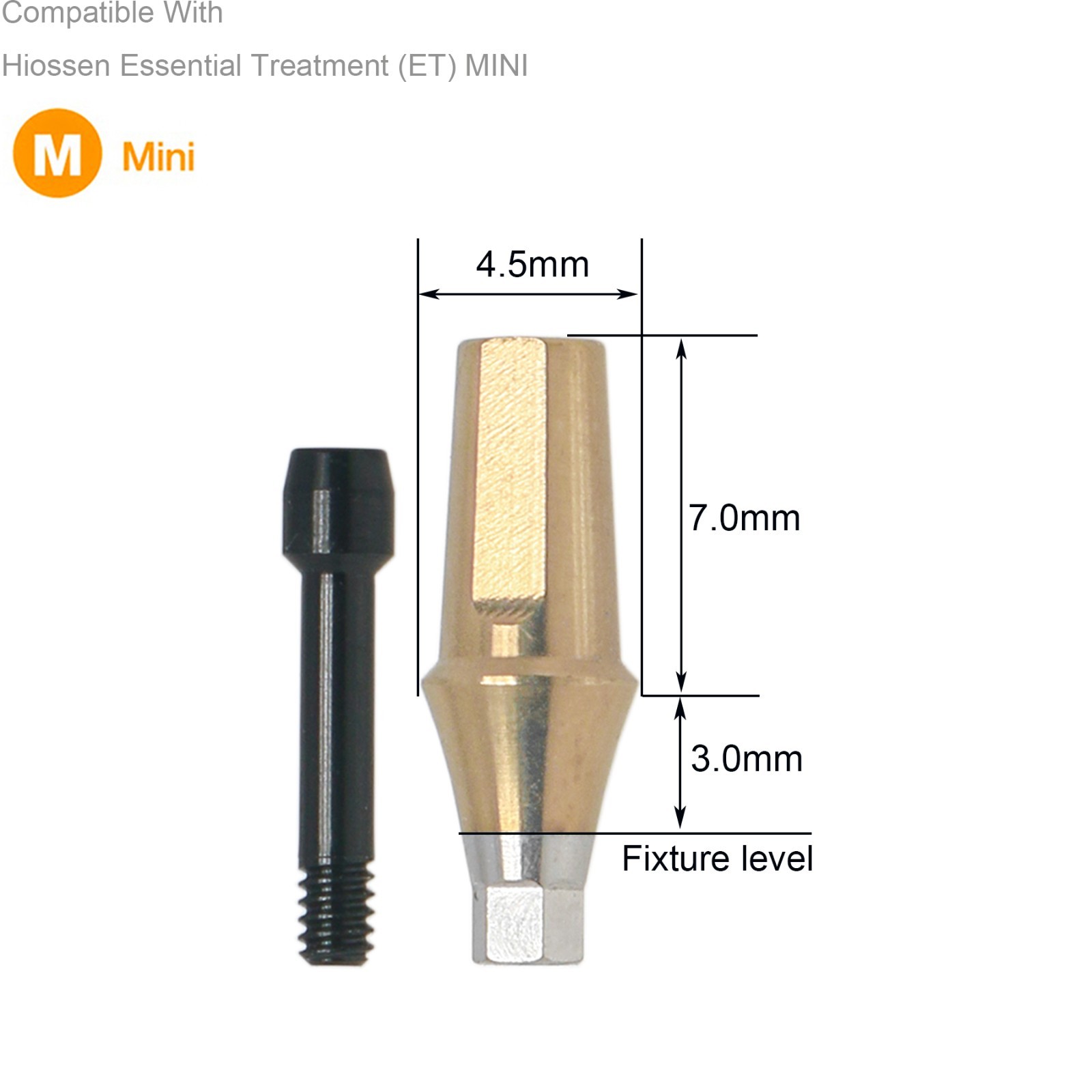 Dental Mini Straight Transfer Abutment for Hiossen OSSTEM with Screw Dia 4.5mm
