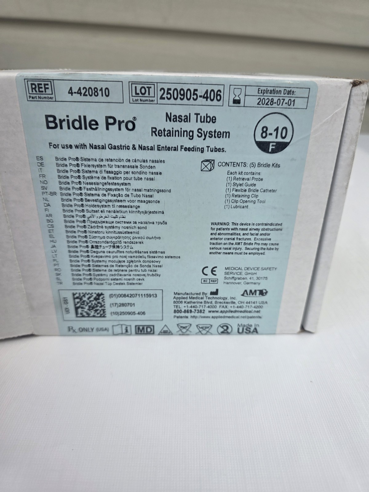 (1) Bridle Pro Bridle Nasal Tube Retaining System REF# 4-420810- 8-10F