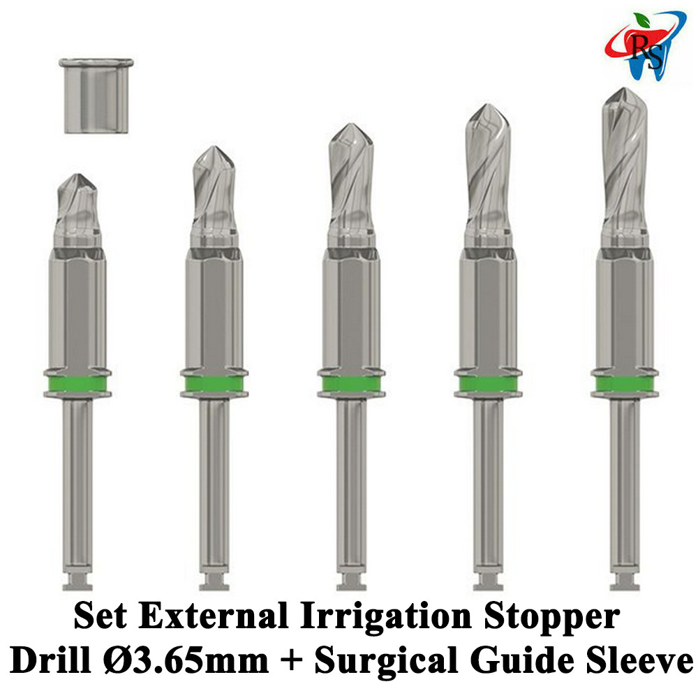 Dental External Irrigation Stopper Drill Ø3.65mm + Surg ical Guide Sleeve Set