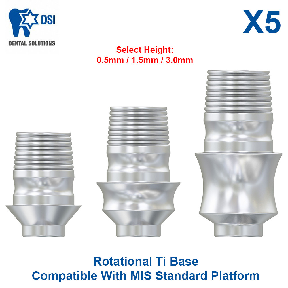 5x Dental Rotational Ti Base Compatible With MIS Standard Platform CAD/CAM