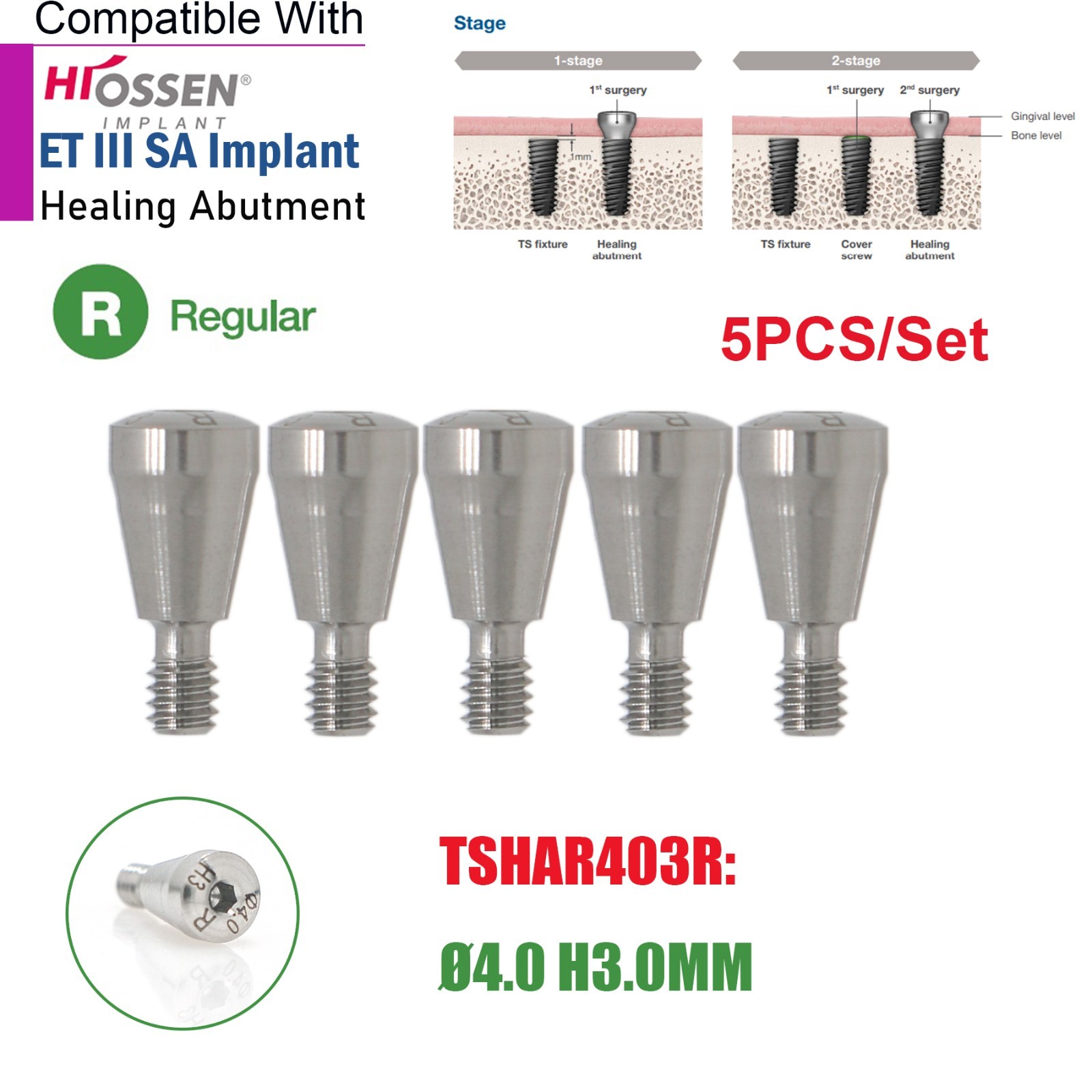 US Regular Healing Abutment Cover Screw Internal Hex Hiossen ET Osstem TS DIO Ti