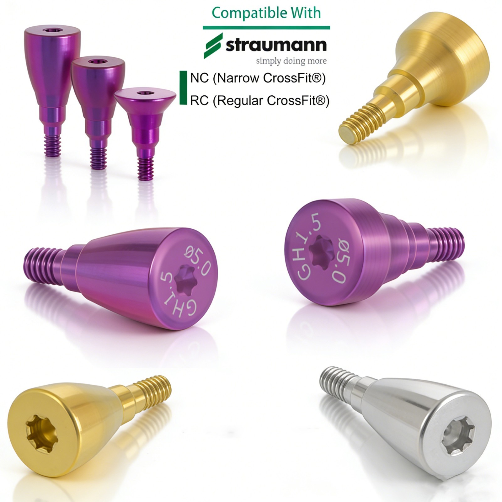 US Dental NC/RC Healing Abutment Closure Cap Bone Level Titanium Fits Straumann